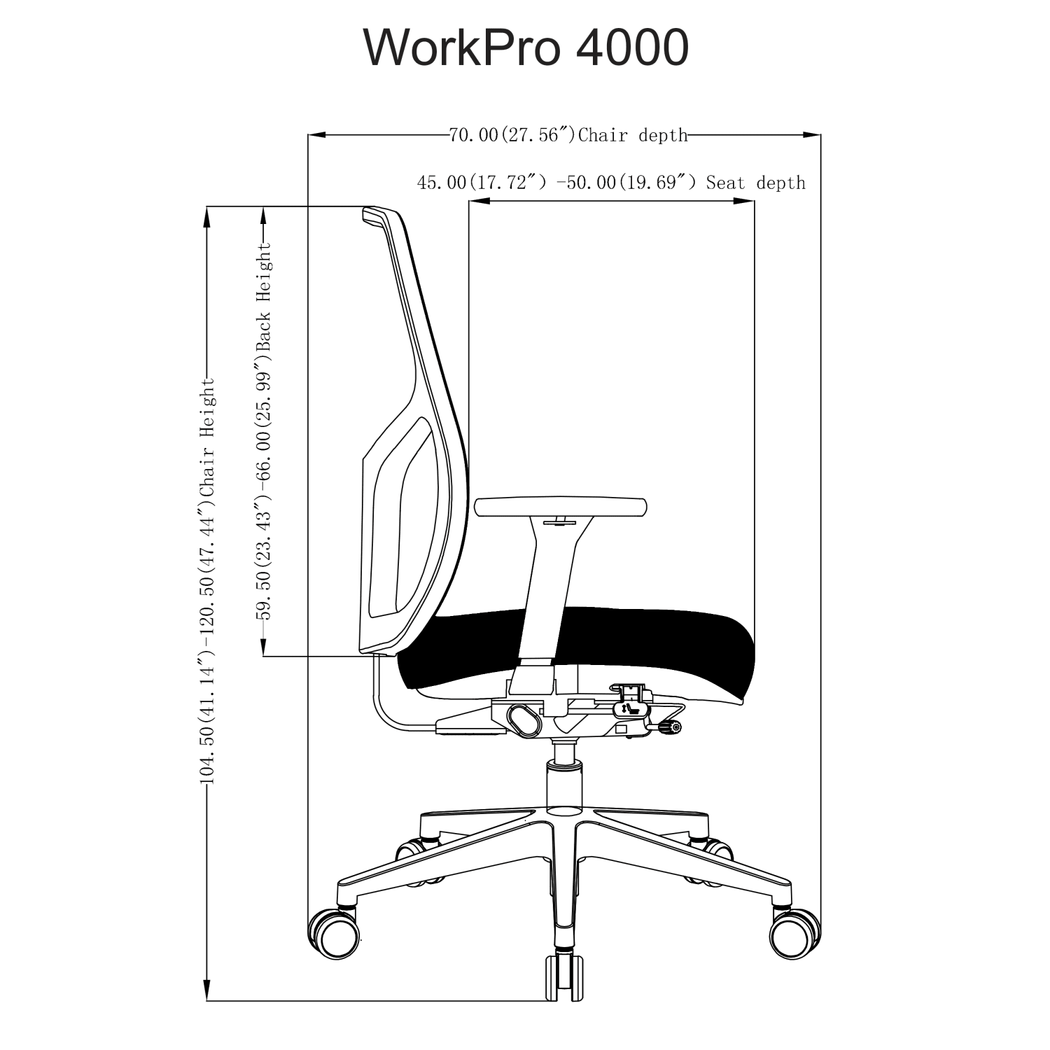 WorkPro 4000 Series Multifunction Ergonomic MeshFabric High Back Executive Office Chair BlackBlack BIFMA Compliant PopularChairscom