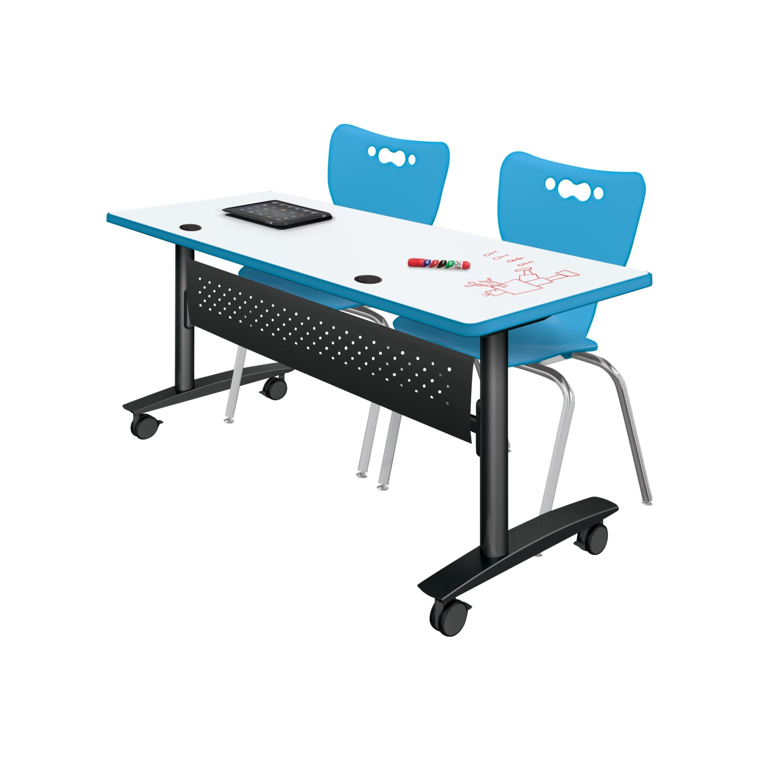 MooreCo Hierarchy Armless Chair, 14in Seat Height, Blue - Image 4