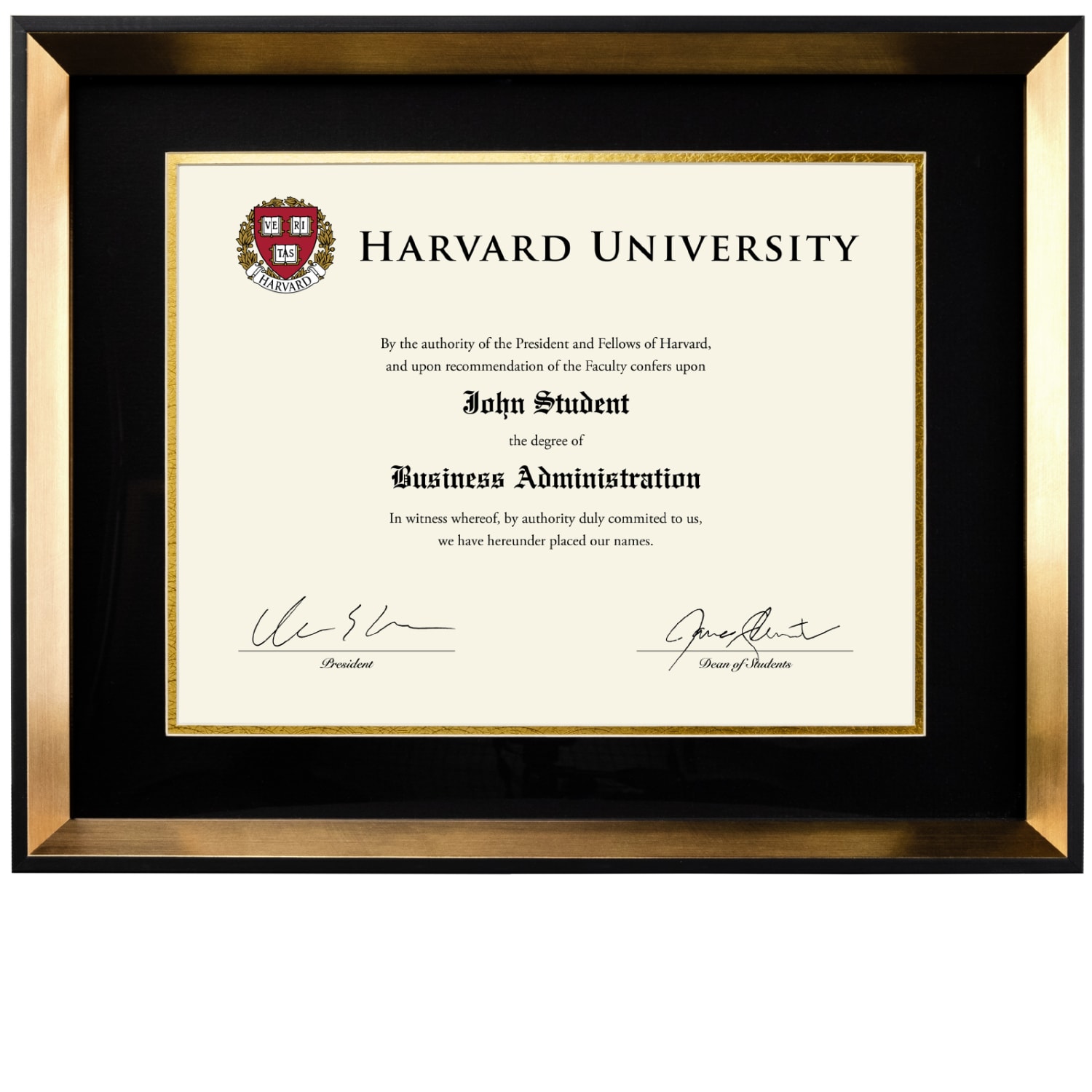 Excello Global Products Resin Photo/Document Frame, 12in x 15-1/4in, Double Matted To 8-1/2in x 11in, Gold