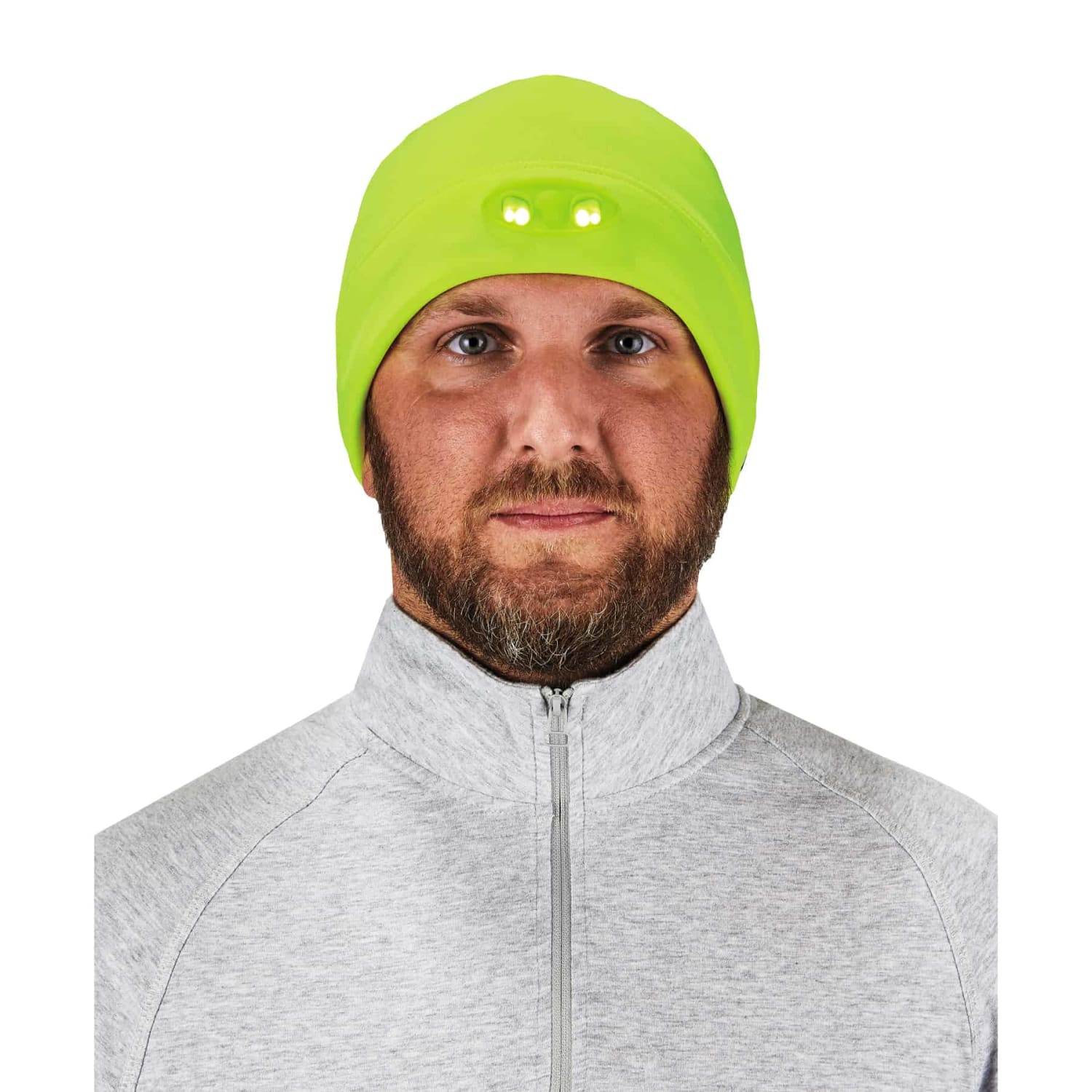 Ergodyne N-Ferno 6804 LED Light Fleece Skull Cap Beanie Hat, Lime - Image 3