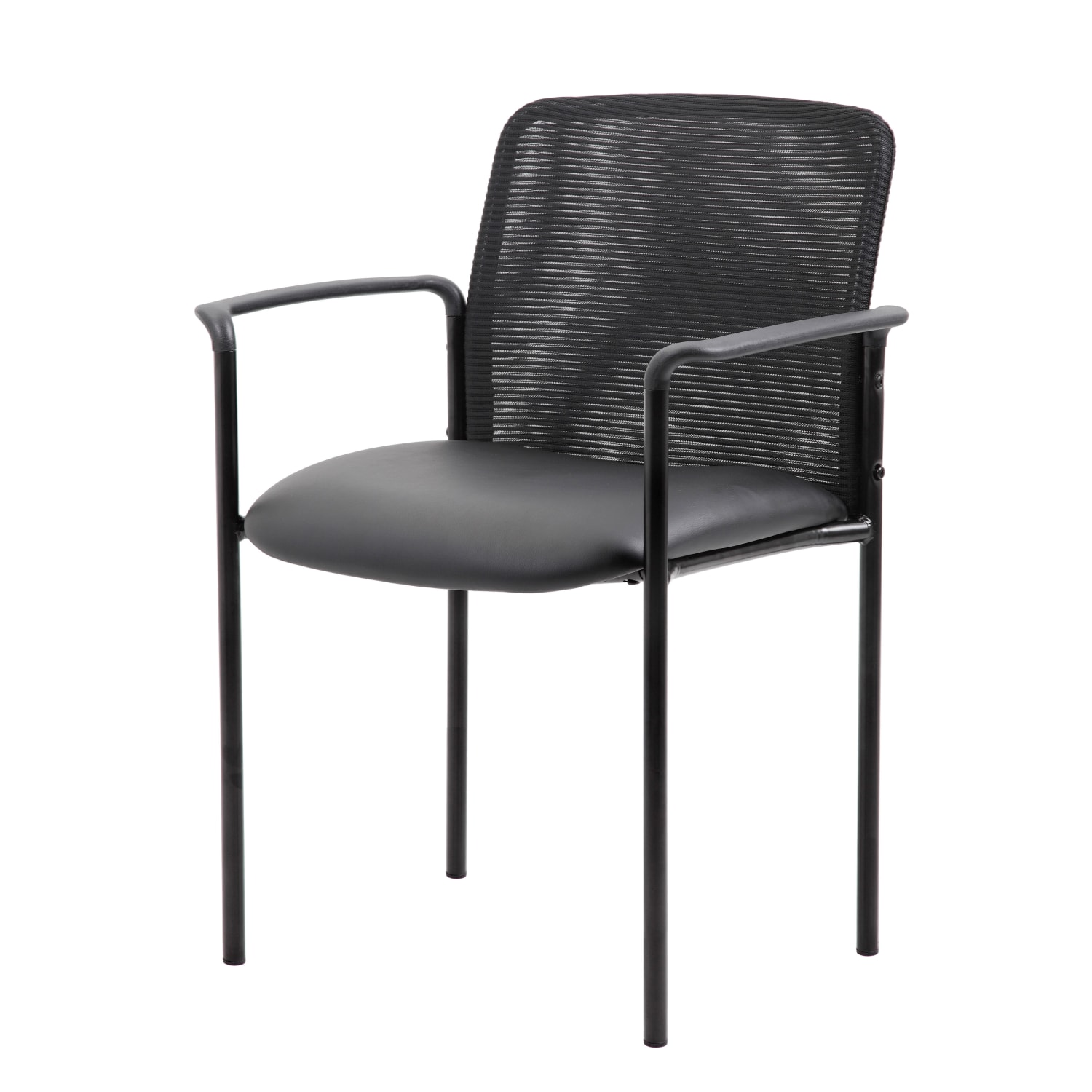 Boss Office Products 42in Round Table And Stackable Guest Chairs Set, Driftwood/Black - Image 4