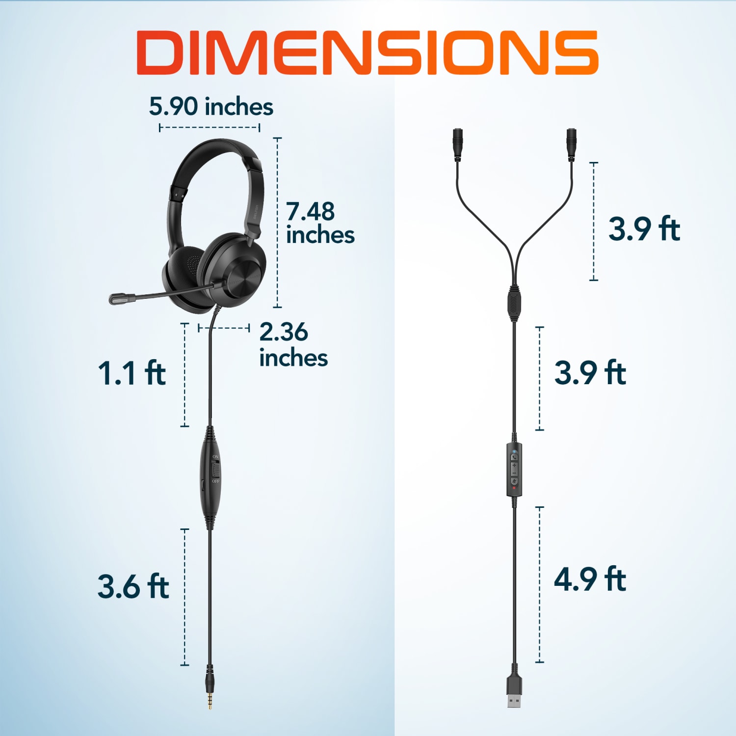 Delton T32Y Wired Training Headset, Black, Total Qty 1 - Image 5