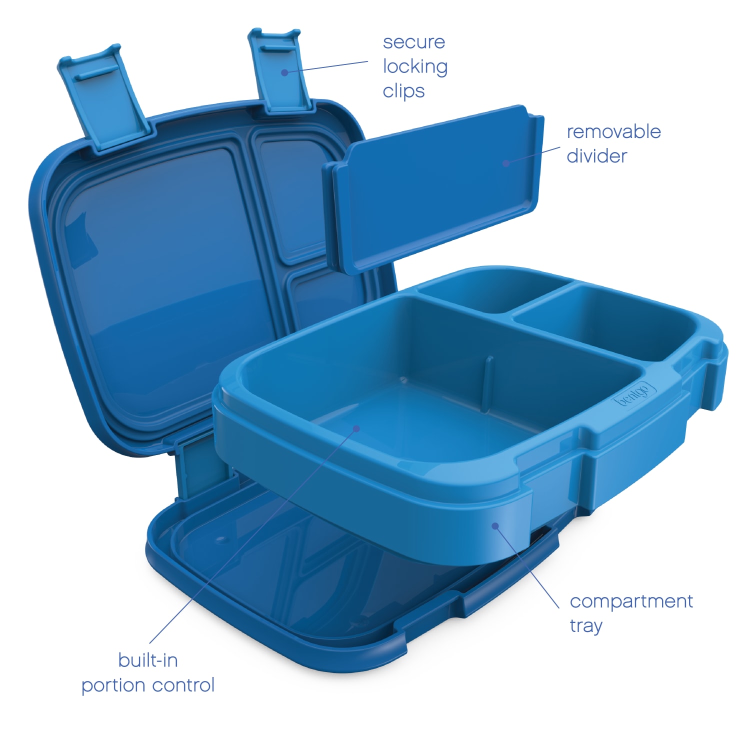Bentgo Fresh 4-Compartment Bento-Style Lunch Box, 2-7/16inH x 7inW x 9-1/4inD, Blue - Image 5