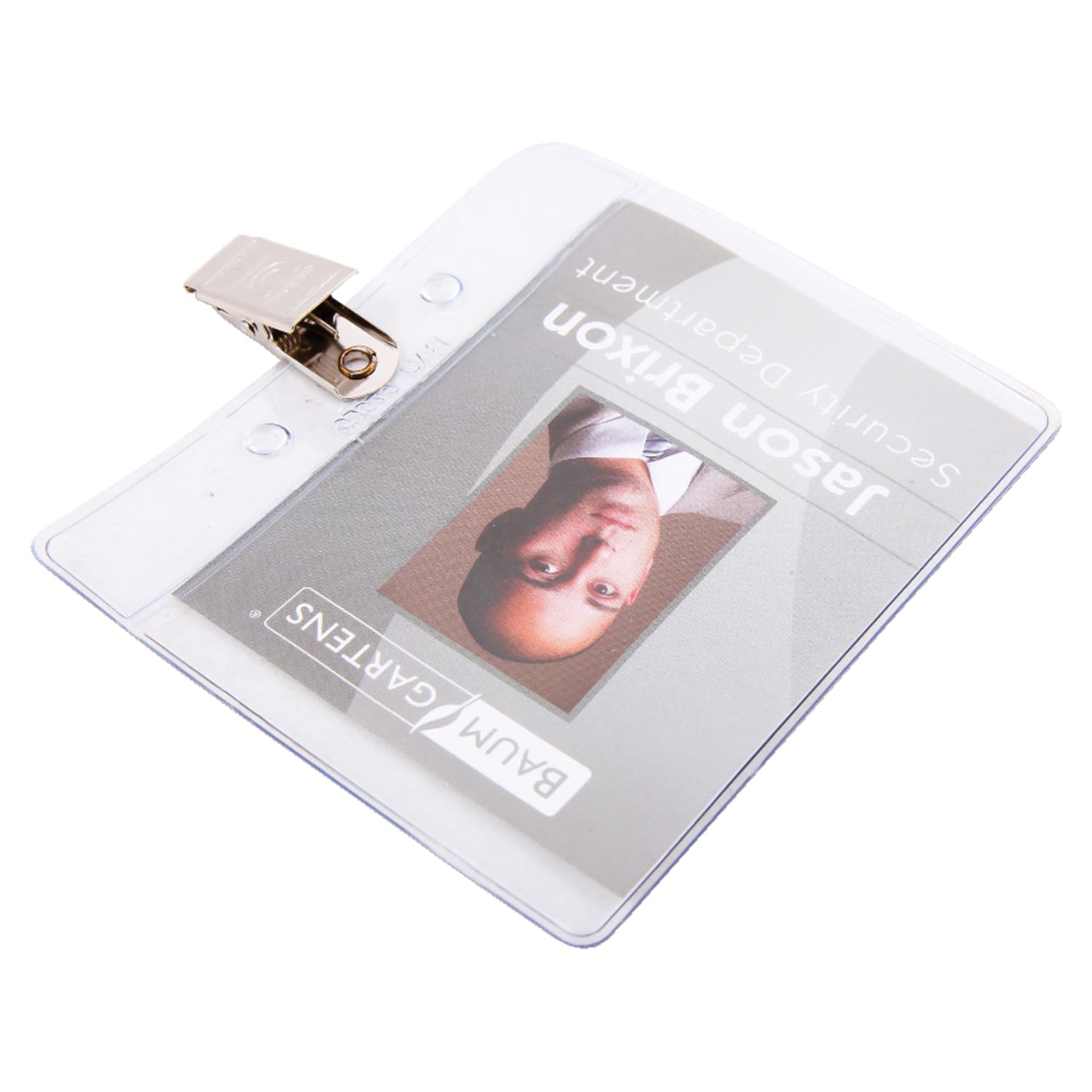 Baumgartens Horizontal Badge Holder With Clip, 2 1/2in x 3 1/2in, Clear, Pack Of 50