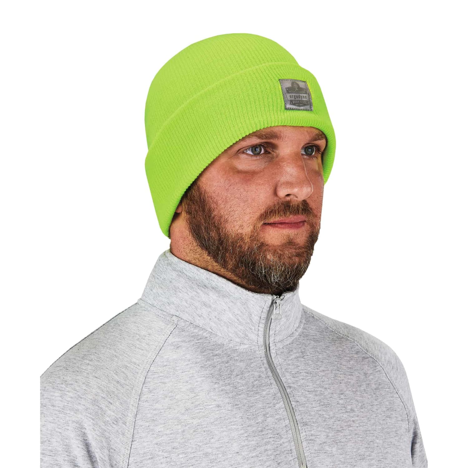 Ergodyne N-Ferno 6806 Acrylic Cuffed Rib Knit Beanie Hat, Lime - Image 3