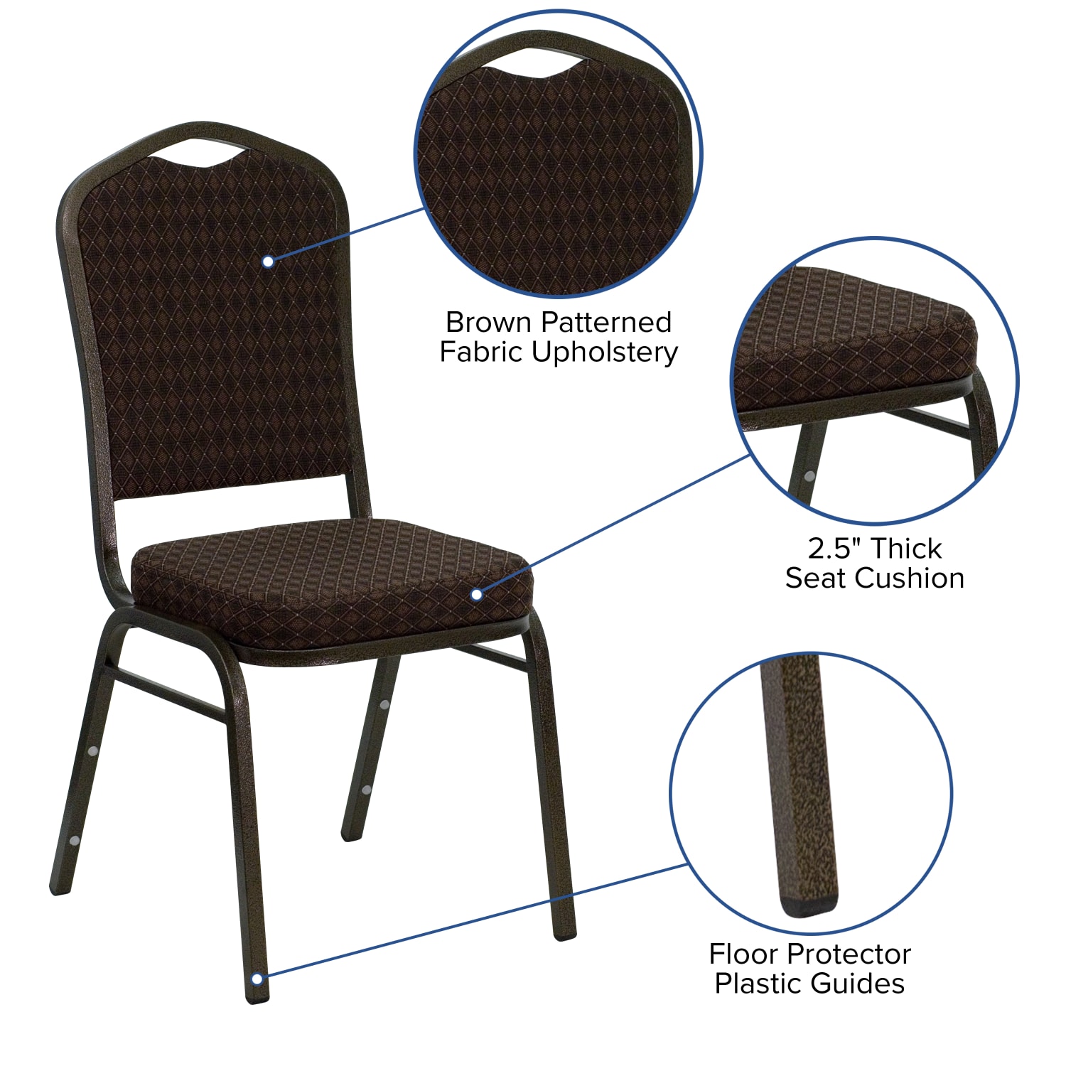 Flash Furniture HERCULES Series Crown Back Stacking Banquet Chair, Brown Patterned/Goldvein - Image 6