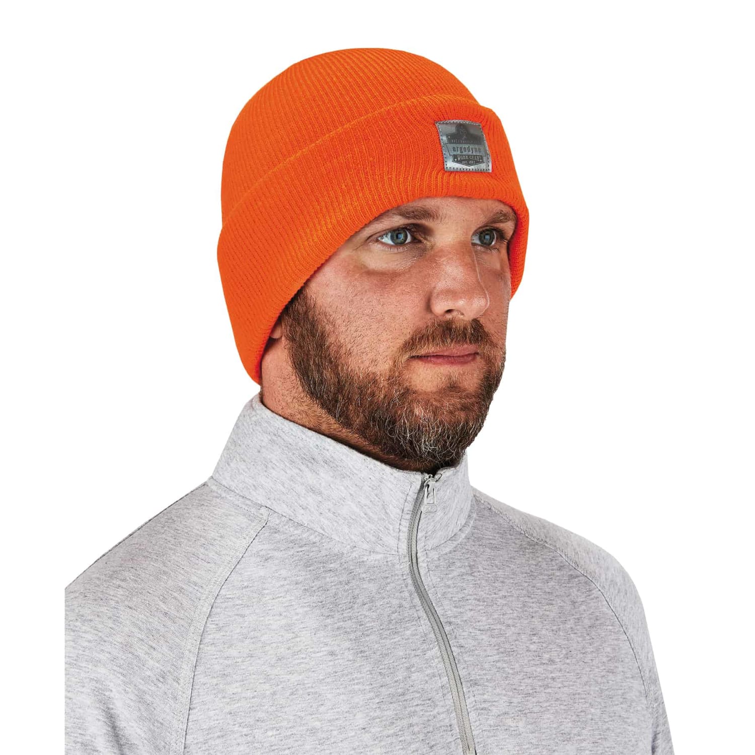 Ergodyne N-Ferno 6806 Acrylic Cuffed Rib Knit Beanie Hat, Orange - Image 3
