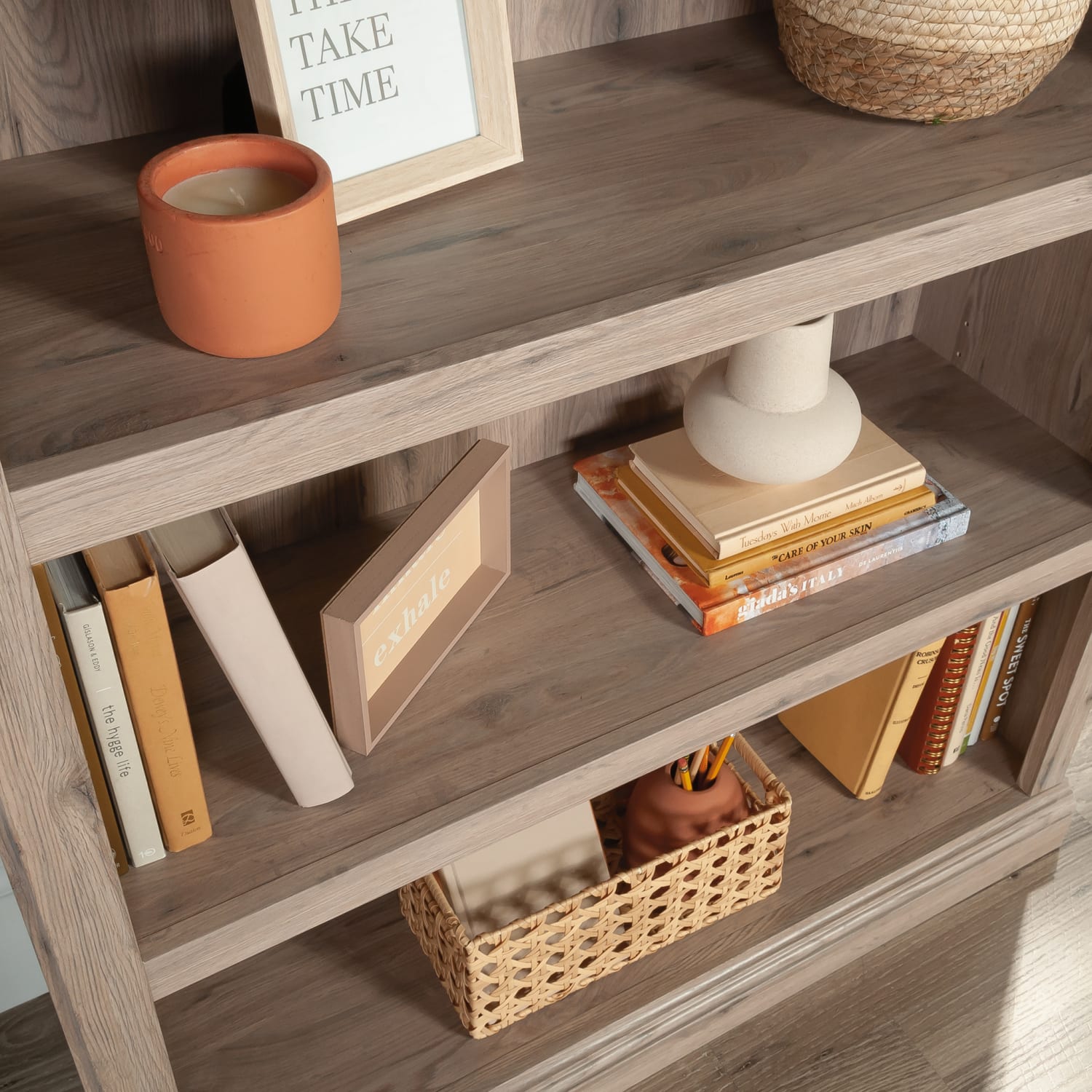 Sauder Select 44inH 3-Shelf Bookcase, Laurel Oak - Image 4
