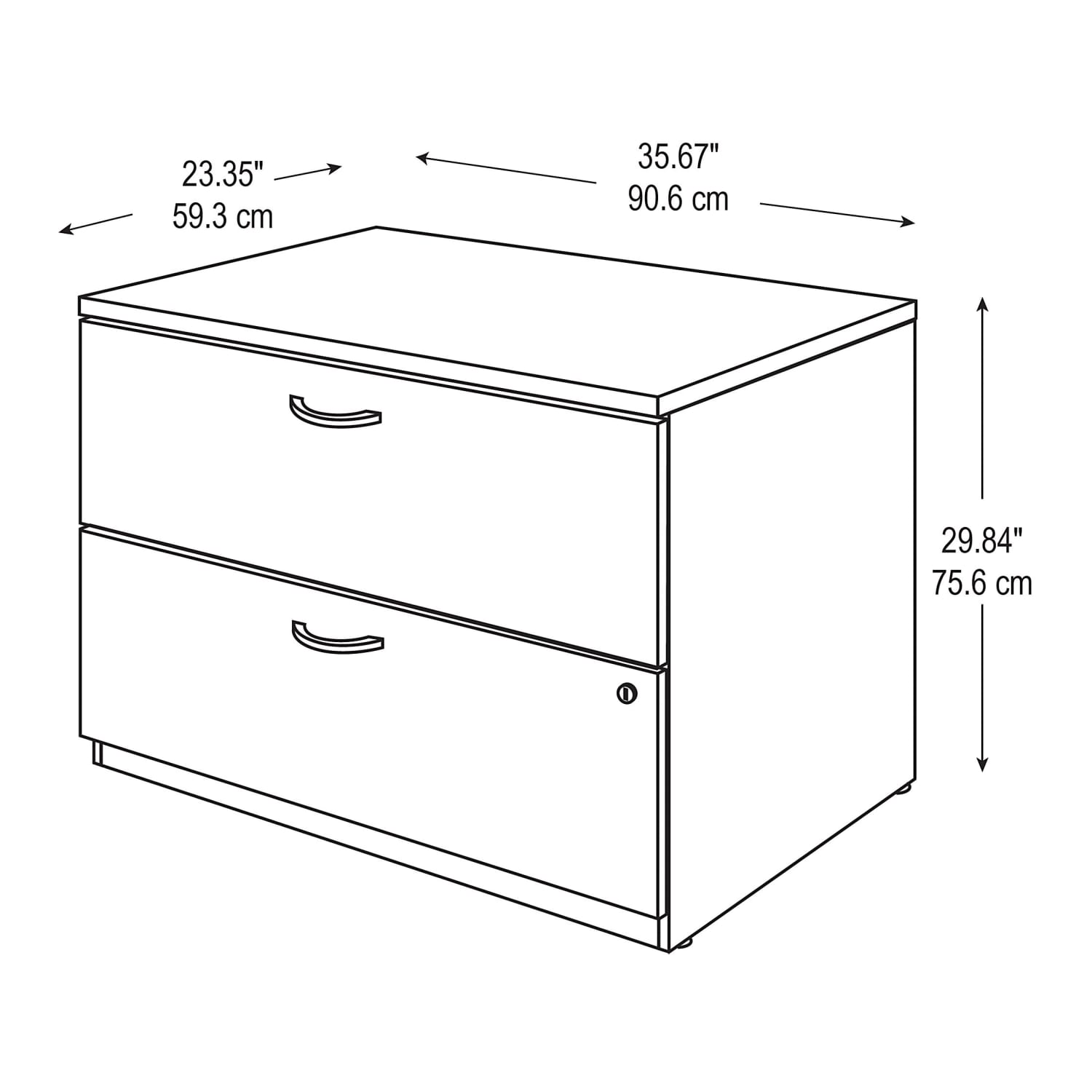 Bush Business Furniture Components 35-2/3inW x 23-3/10inD Lateral 2-Drawer File Cabinet, Mahogany/Mahogany, Standard Delivery - Image 5