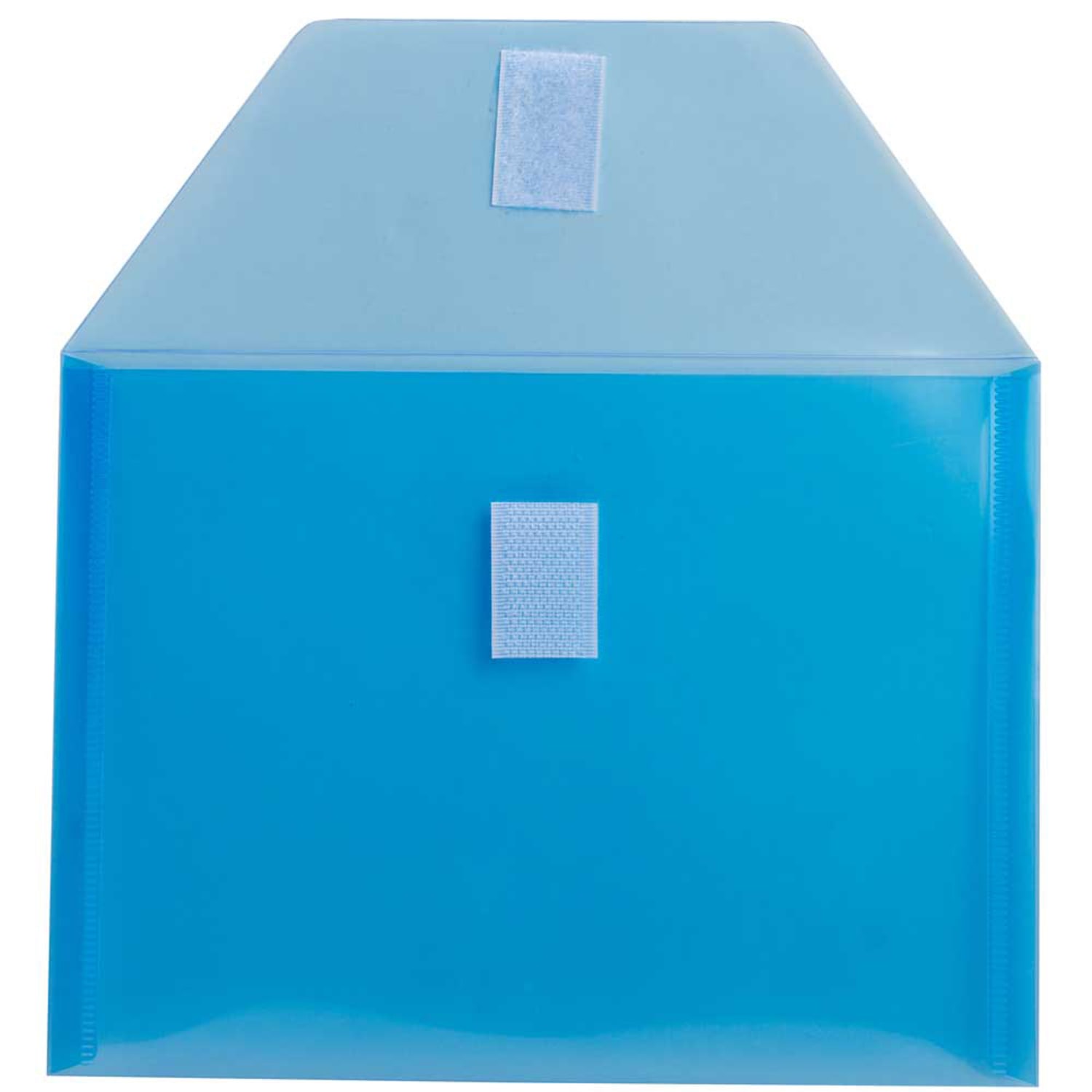 JAM Paper Plastic Booklet Envelopes With Hook-And-Loop Fastener, 5 1/2in x 7 1/2in, Gummed Seal, Blue, Pack Of 12 - Image 3