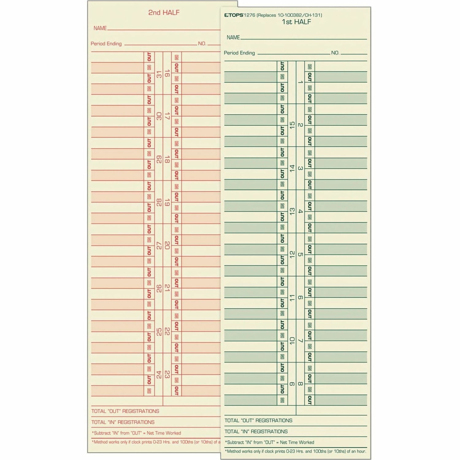 TOPS Time Cards (Replaces Original Cards 10-100372 & CH131), Numbered Days, 2-Sided, Semi-Monthly Format, 10 1/2in x 3 1/2in, Box Of 500 - Image 3