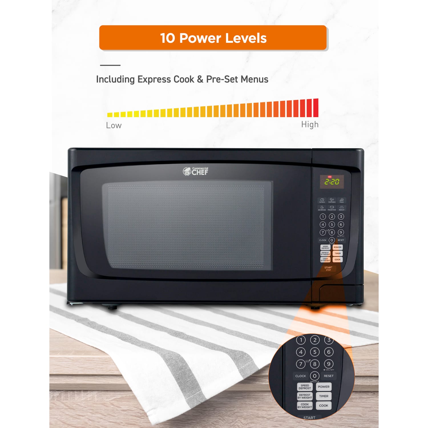 Commercial Chef 1.6 Cu. Ft. Counter-Top Microwave, Black - Image 3