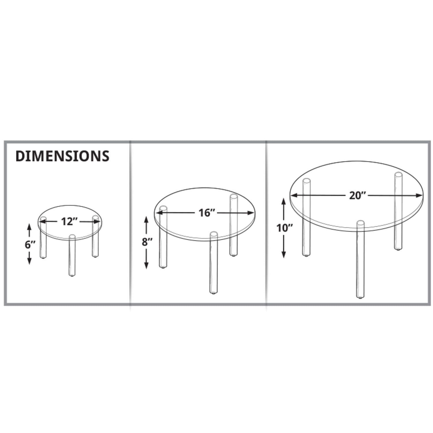 Azar Displays 3-Piece Round Riser Display Set, 6inH, 8inH, 10inH, Clear - Image 3