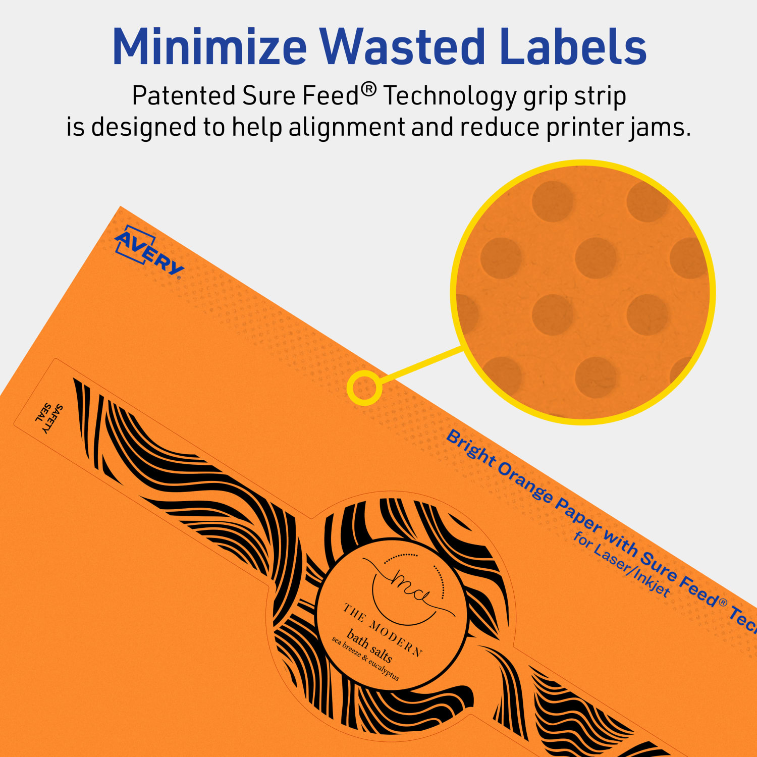 Avery Printable Labels With Sure Feed Technology, 94117-BOP10, Cigar, 2-3/8in x 8in, Matte Bright Orange, Pack of 30 - Image 5