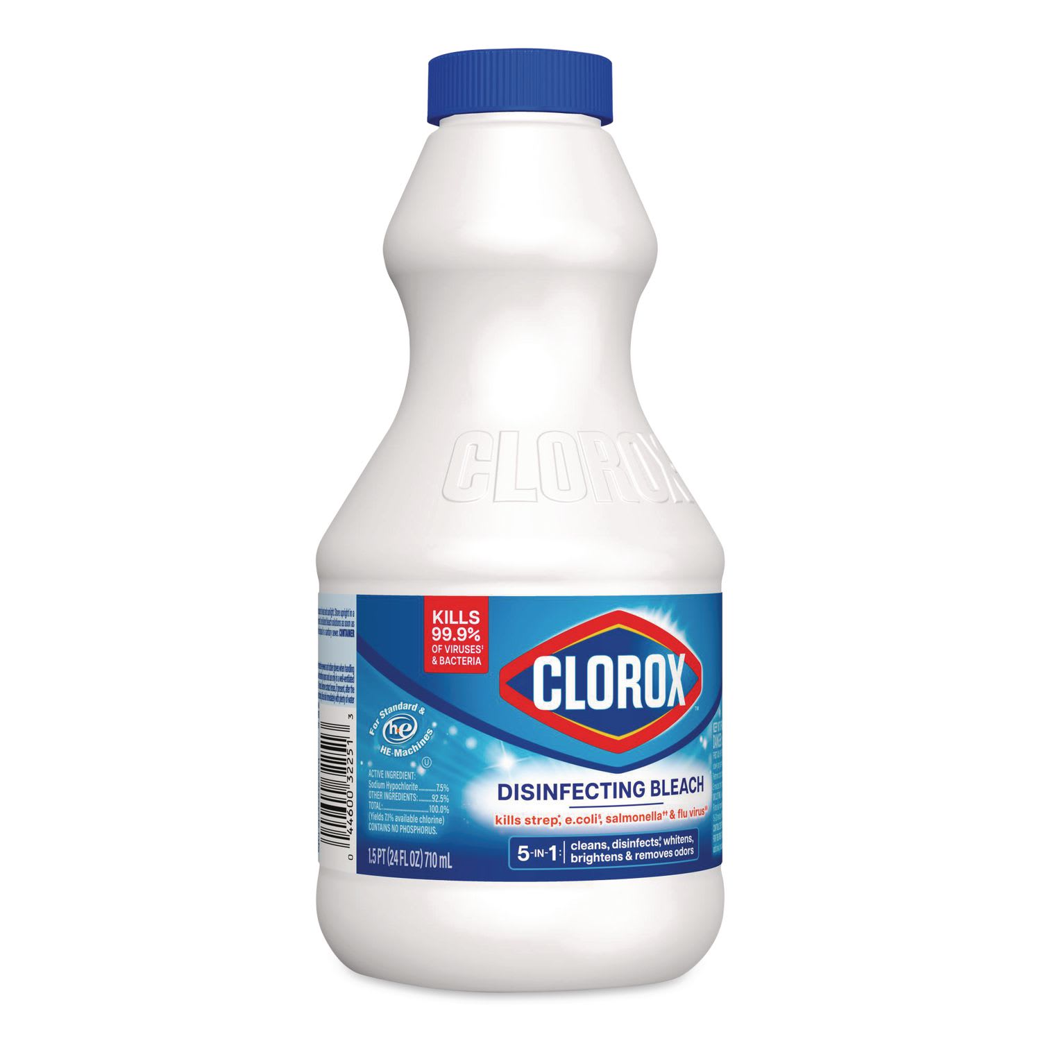 Clorox Concentrated Regular Disinfecting Bleach, 24 oz Bottle, 12/Carton - Image 3