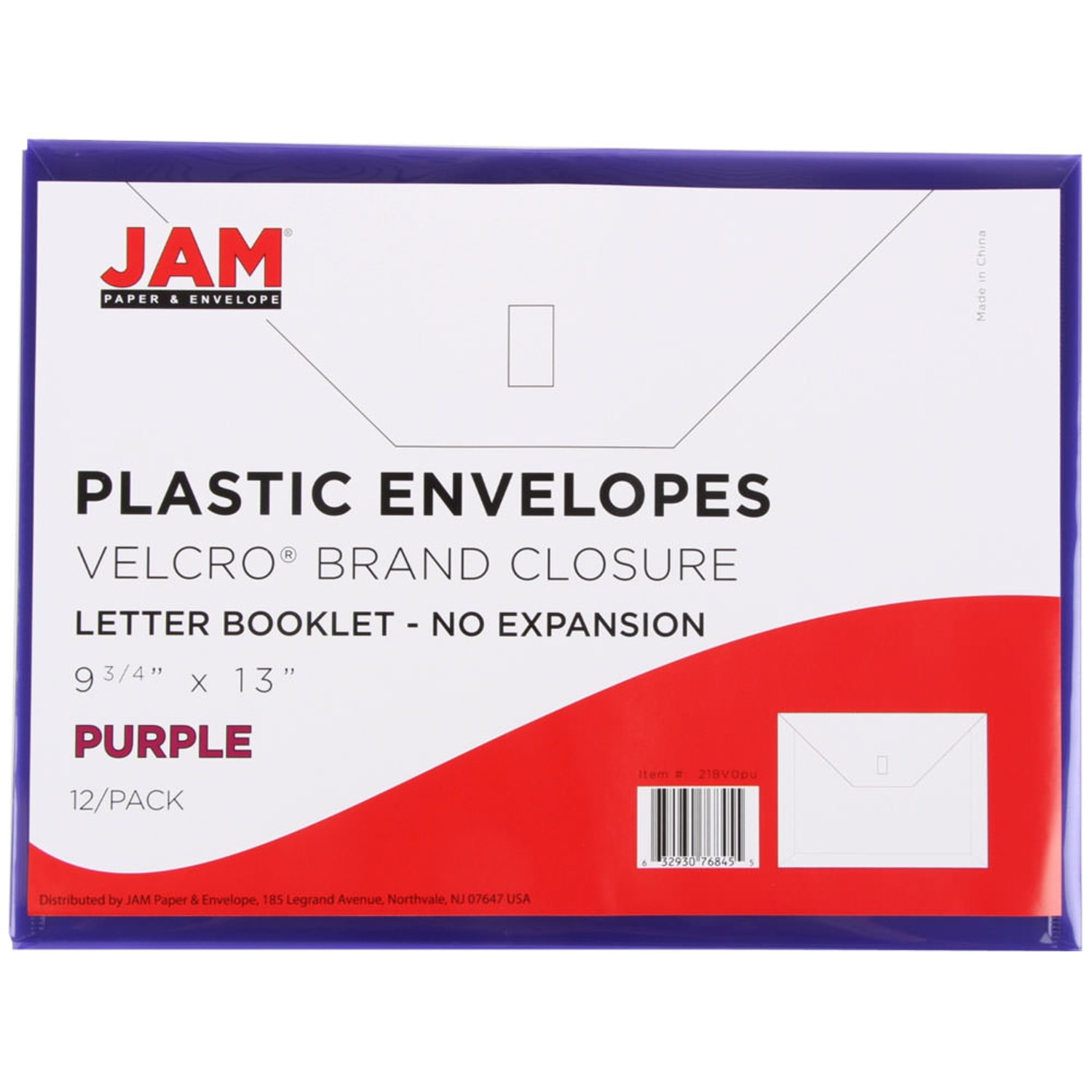 JAM Paper Plastic Booklet Envelopes, Letter-Size, 9 3/4in x 13in, Hook & Loop Closure, Dark Purple, Pack Of 12 - Image 4