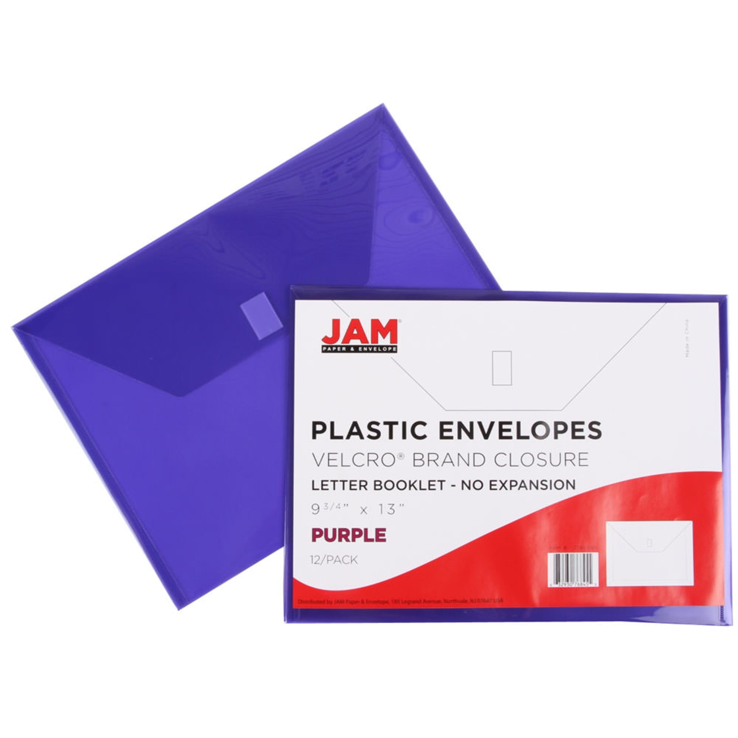 JAM Paper Plastic Booklet Envelopes, Letter-Size, 9 3/4in x 13in, Hook & Loop Closure, Dark Purple, Pack Of 12 - Image 5