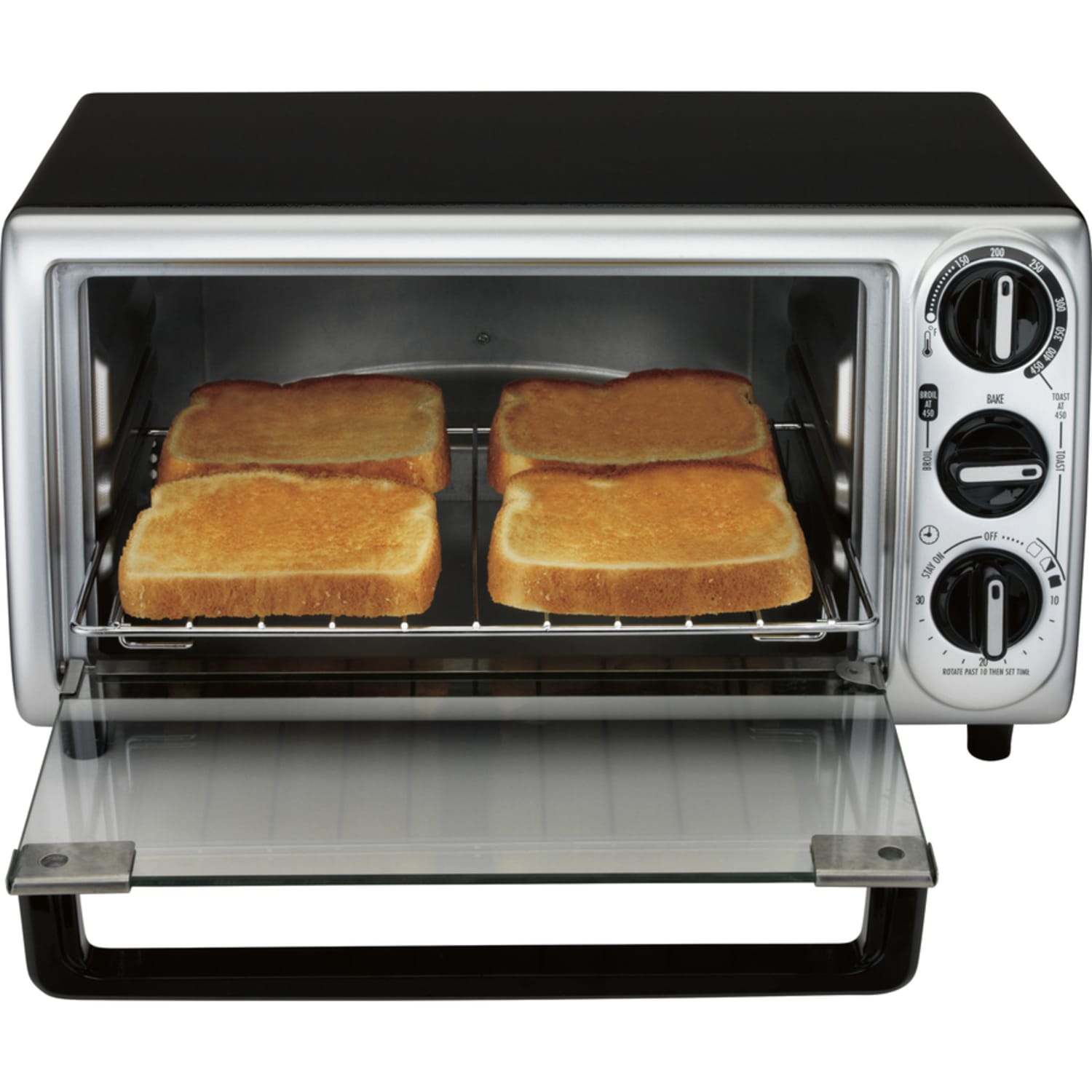 Proctor Silex 4 Slice Modern Toaster Oven - Toast, Pizza, Bake, Broil - Black, Silver - Image 5