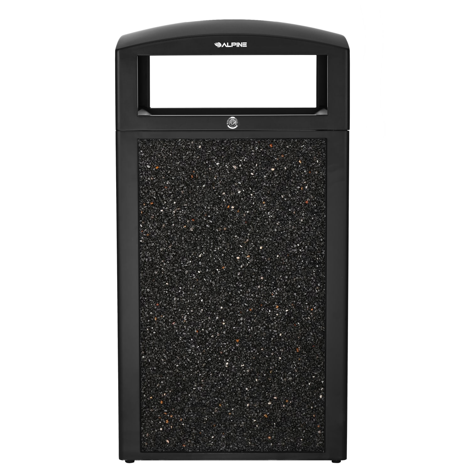 Alpine Industries Steel All-Weather Stone Panel Outdoor Commercial Trash Can With Lid, 40 Gallons, Gray - Image 4