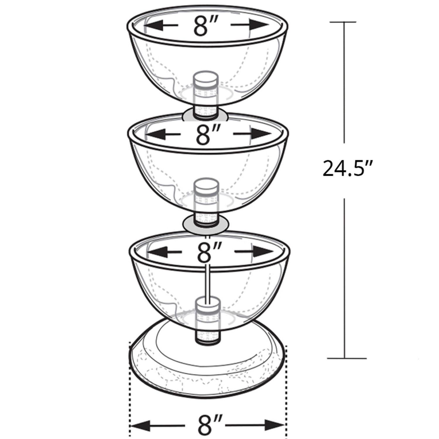 Azar Displays 3-Tier Bowl Display, 24-1/2inH x 8inW x 8inD, Clear - Image 4