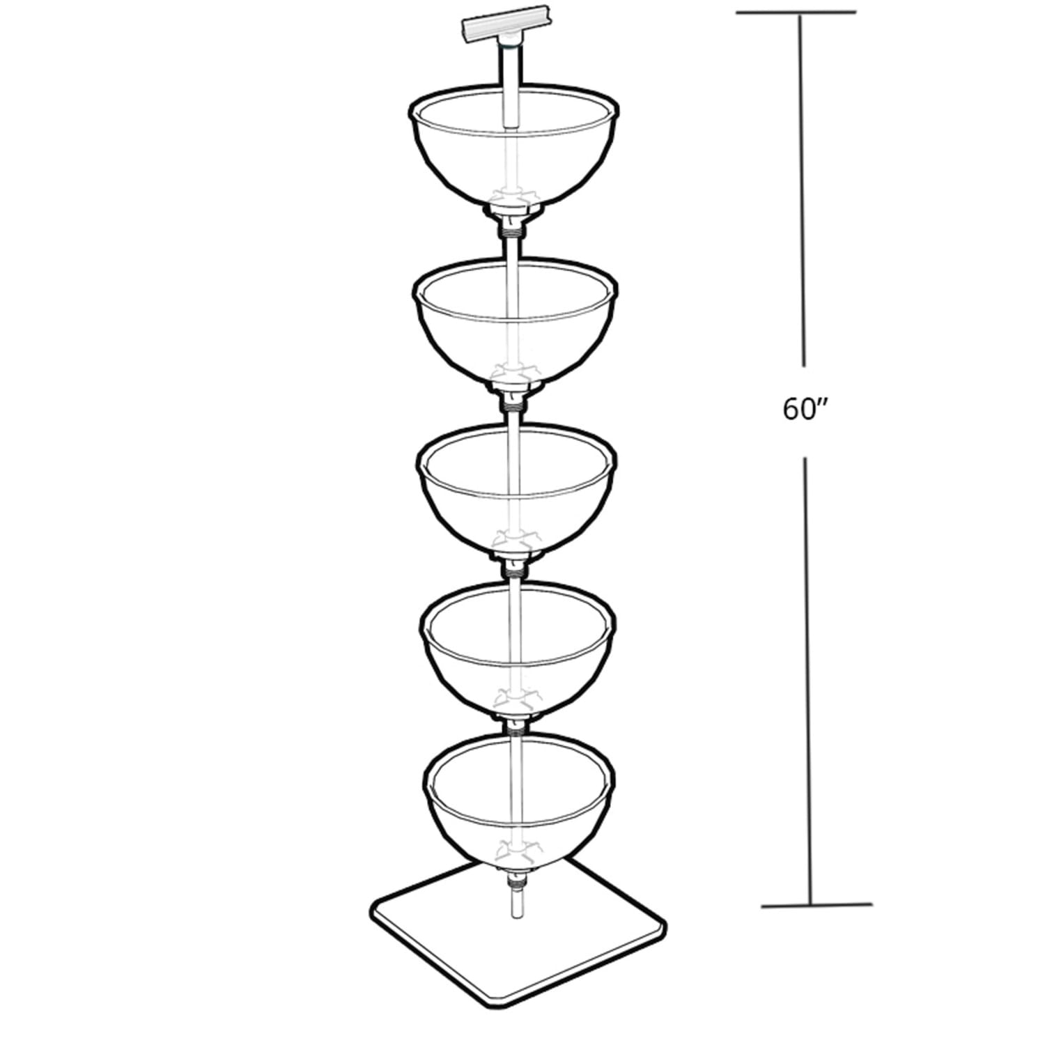 Azar Displays 5-Tier Bowl Display, 60inH x 17inW x 17inD, Clear - Image 4