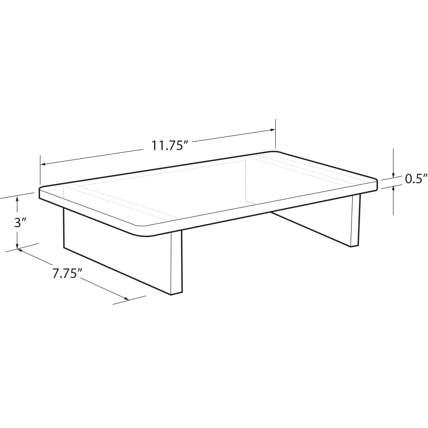 Azar Displays Deluxe Acrylic Monitor Riser Display, 3inH x 11-3/4inW x 7-3/4inD, Clear - Image 3