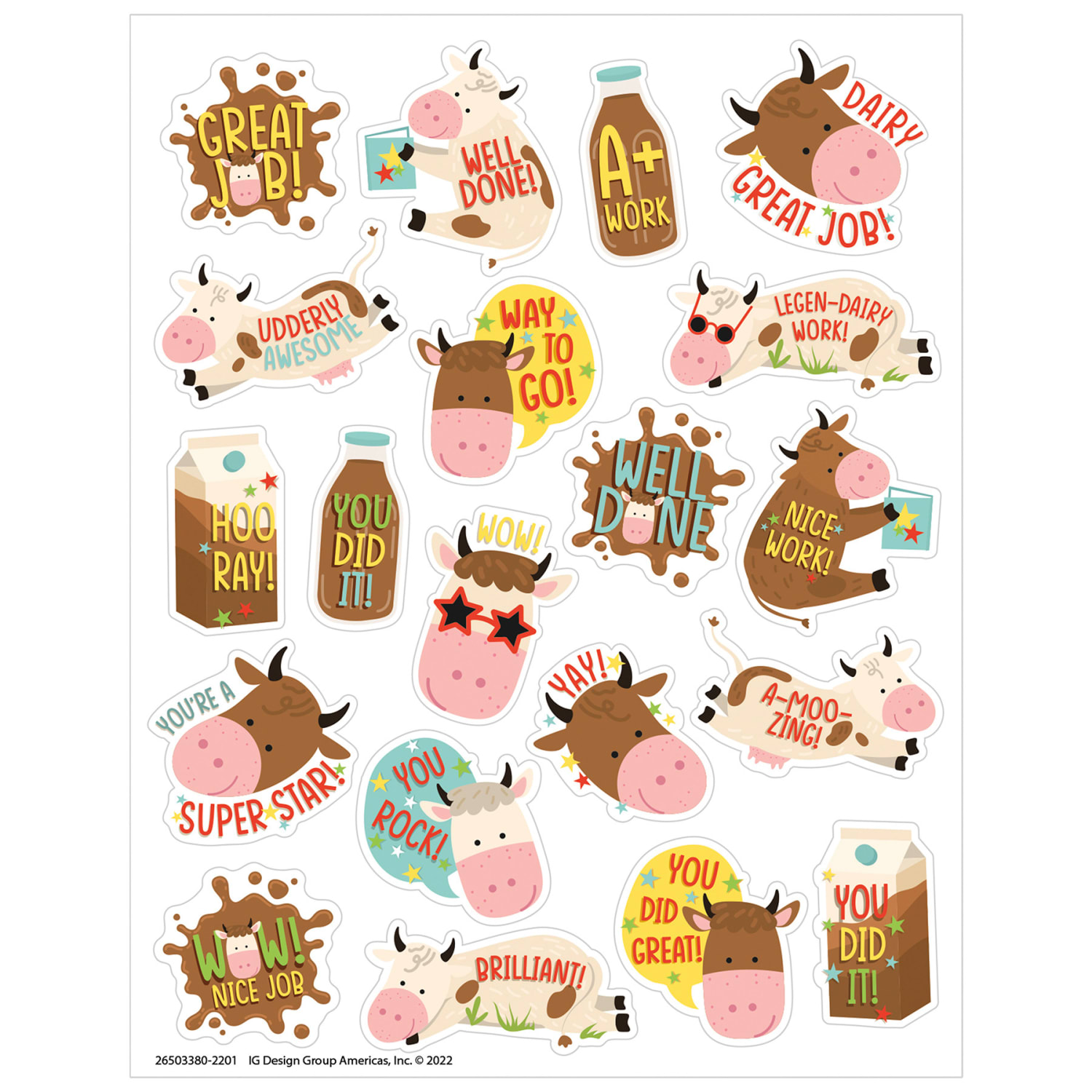 Eureka Scented Stickers, Chocolate Milk Brown Cows, 80 Stickers Per Pack, Bundle Of 6 Packs - Image 3