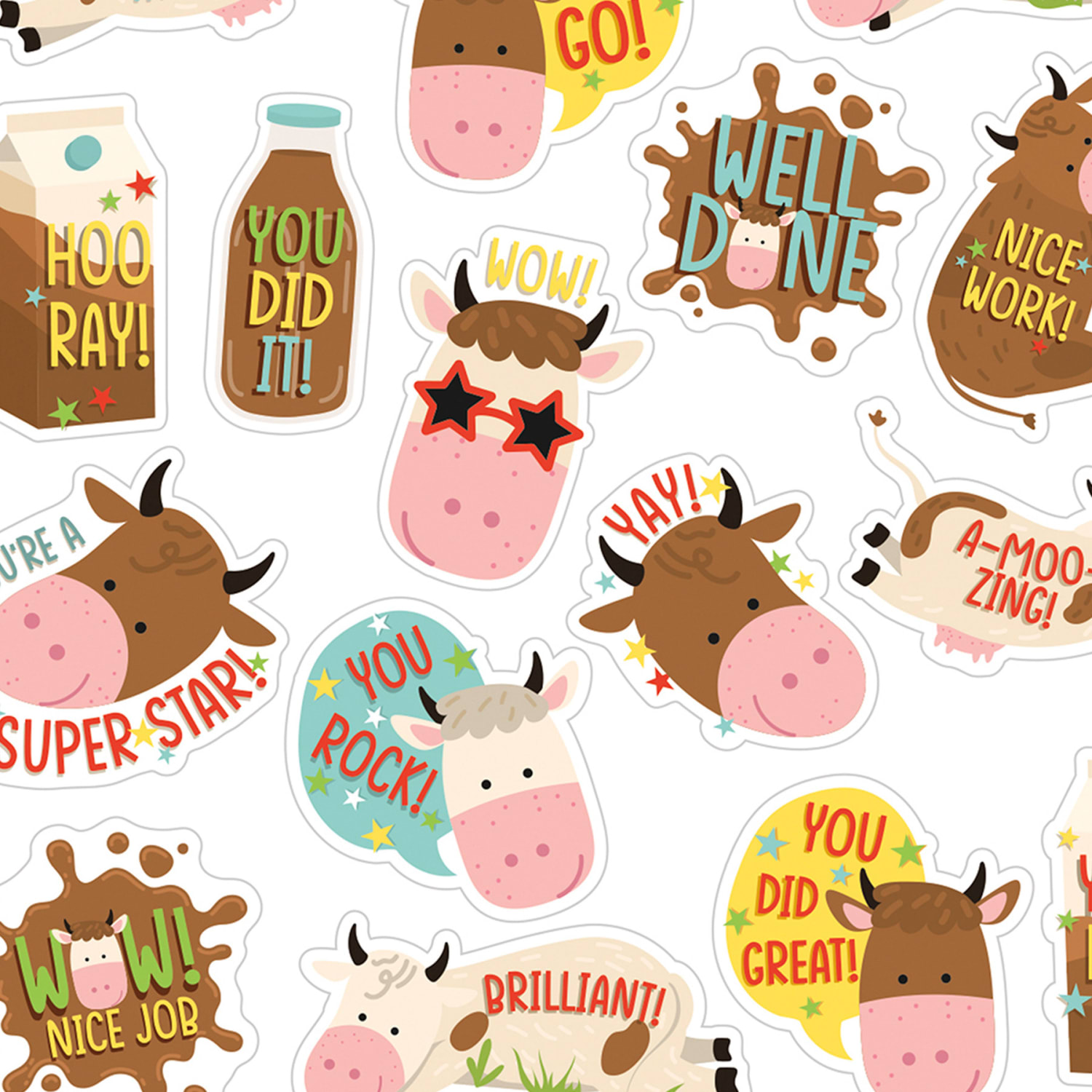 Eureka Scented Stickers, Chocolate Milk Brown Cows, 80 Stickers Per Pack, Bundle Of 6 Packs - Image 4