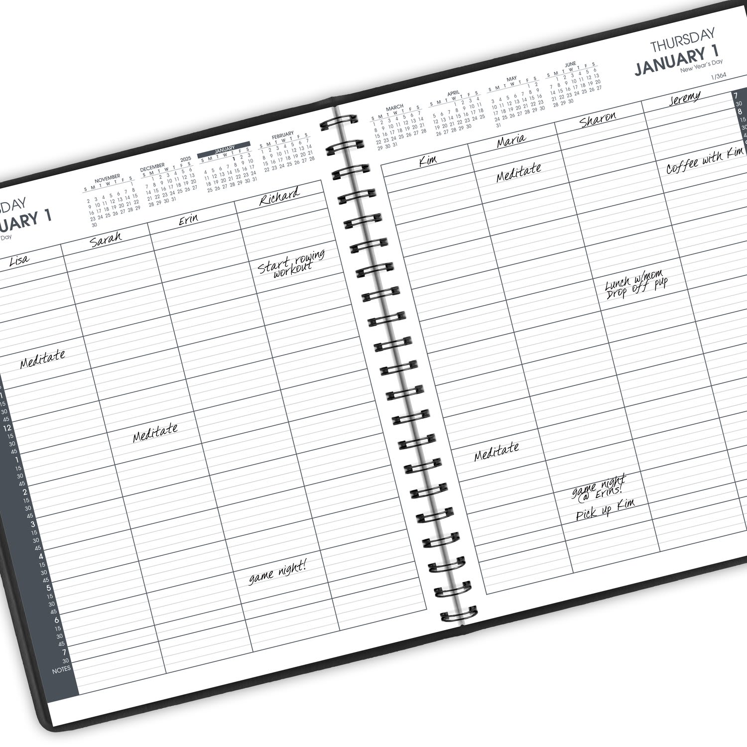 AT-A-GLANCE 2026 Eight Person Daily Appointment Book, Two-Volume Set, Black, Large, 8 1/2in x 11in - Image 5
