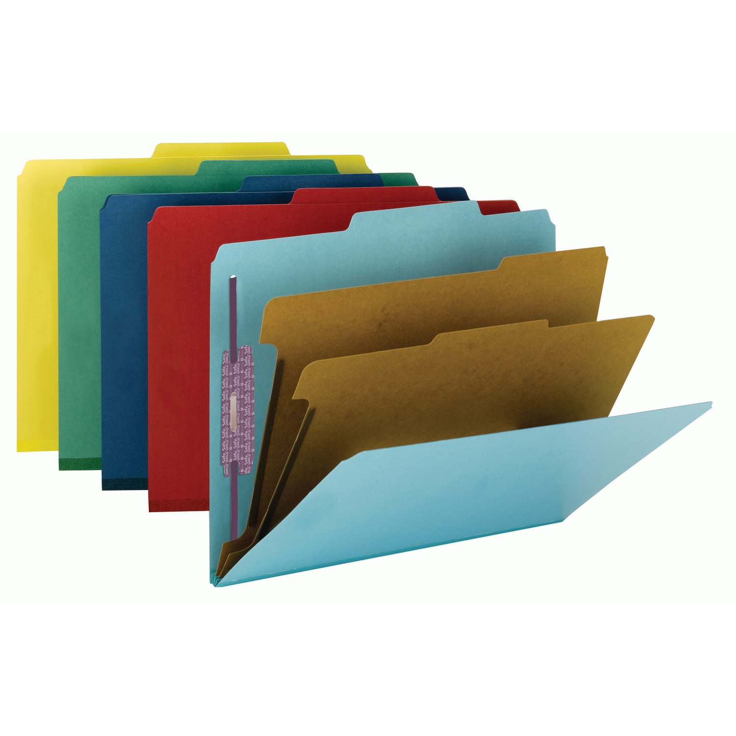 Smead Pressboard Classification Folders With SafeSHIELD Coated Fasteners, Letter Size, 100% Recycled, Dark Blue, Box Of 10 - Image 4