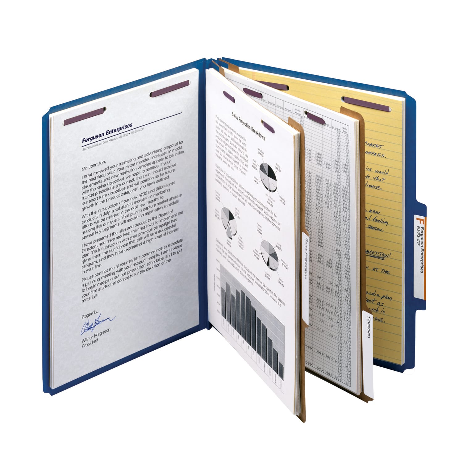 Smead Pressboard Classification Folders With SafeSHIELD Coated Fasteners, Letter Size, 100% Recycled, Dark Blue, Box Of 10 - Image 5