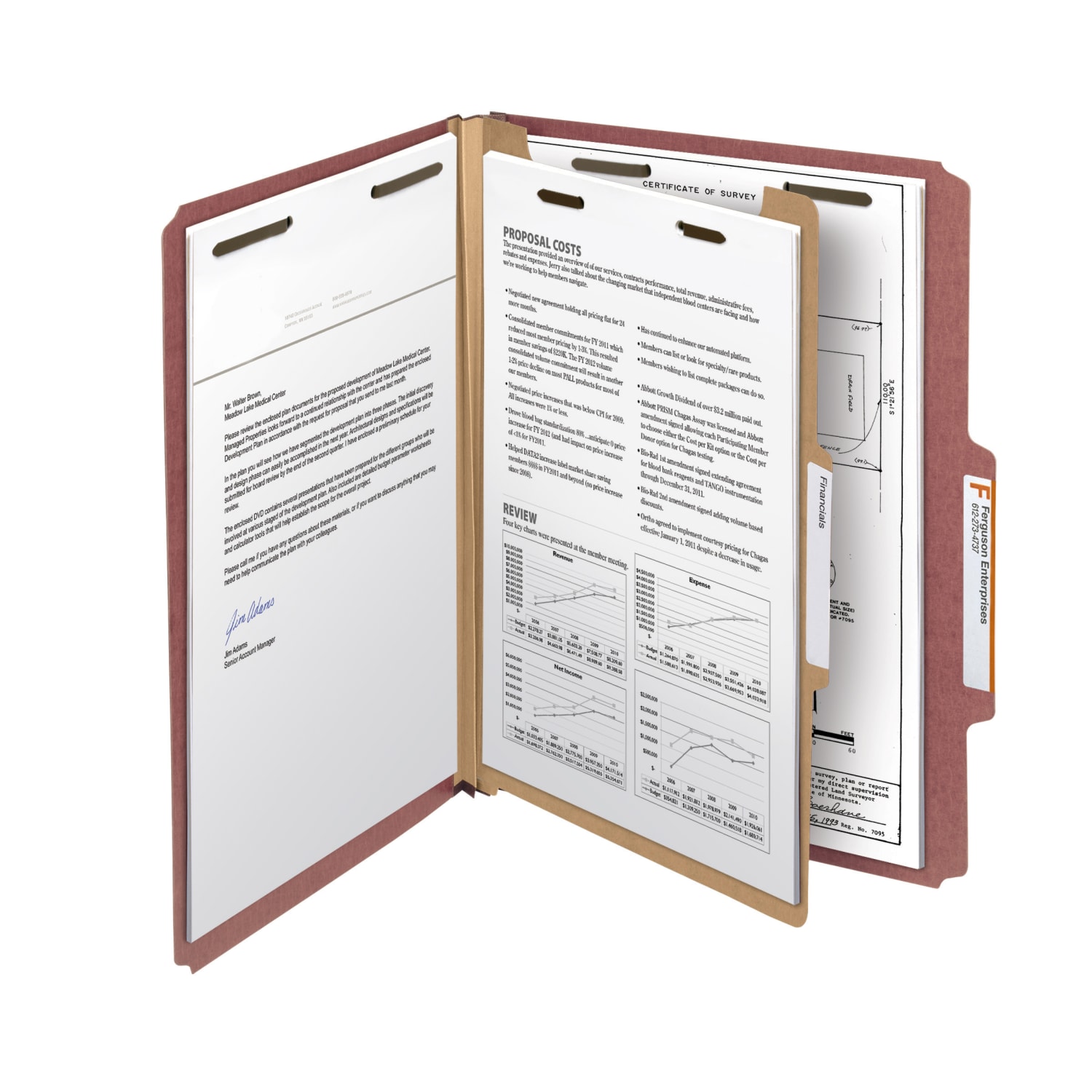 Smead Pressboard Classification Folders, 1 Divider, Letter Size, 100% Recycled, Red, Box Of 10 - Image 4