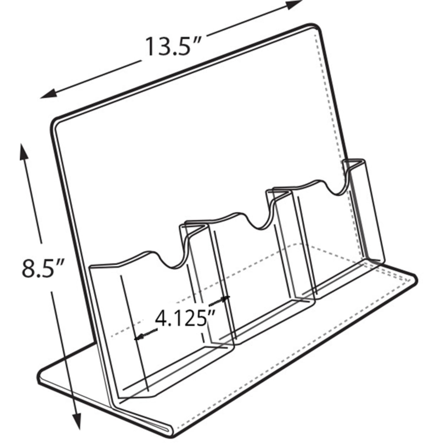 Azar Displays 3-Pocket Acrylic Slant-Back Brochure Holders, 8-1/2inH x 13-1/2inW x 5inD, Clear, Pack Of 2 Holders - Image 4