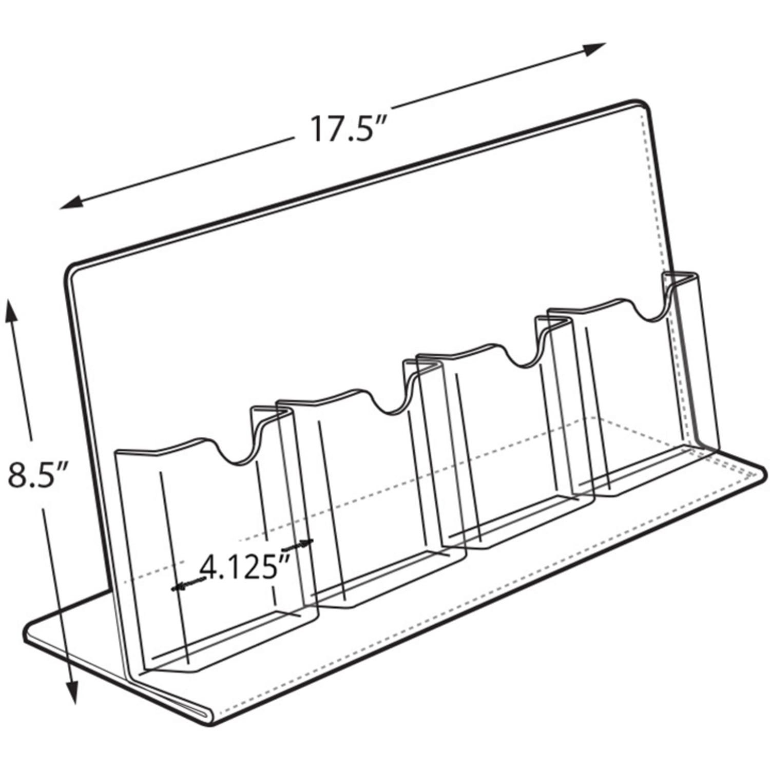 Azar Displays 4-Pocket Acrylic Slant-Back Brochure Holders, 8-1/2inH x 17-1/2inW x 5inD, Clear, Pack Of 2 Holders - Image 4