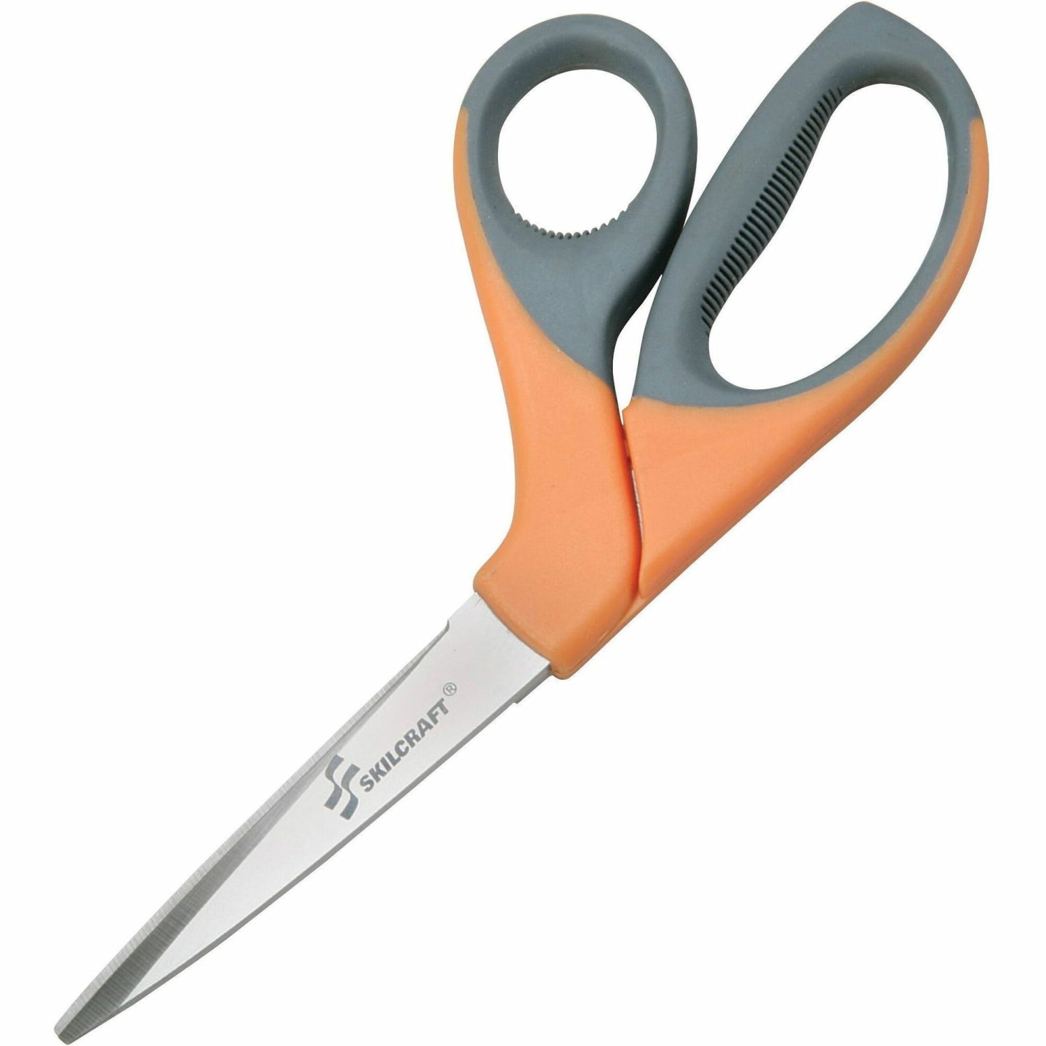 SKILCRAFT Bent Stainless Steel Shears, 8 3/10in, Black/orange - Image 3