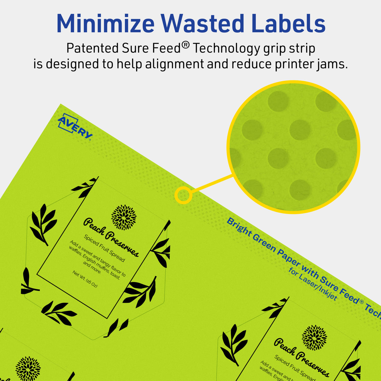 Avery Print-To-The-Edge Labels With Sure Feed Technology, 94121-BGP20, Hexagon, 2-1/2in x 2-57/64in, Matte Bright Green, Pack of 120 - Image 5