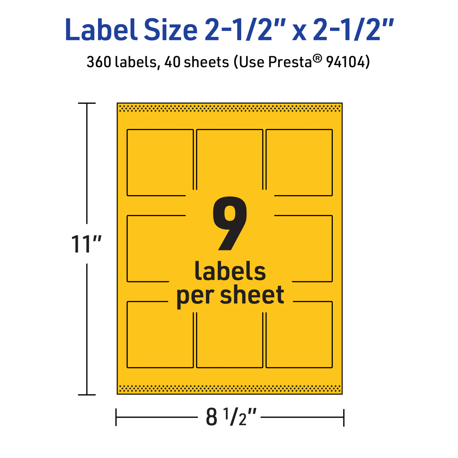 Avery Printable Labels With Sure Feed Technology, 94104-BYP40, Square, 2-1/2in x 2-1/2in, Matte Bright Yellow, Pack of 360 - Image 6