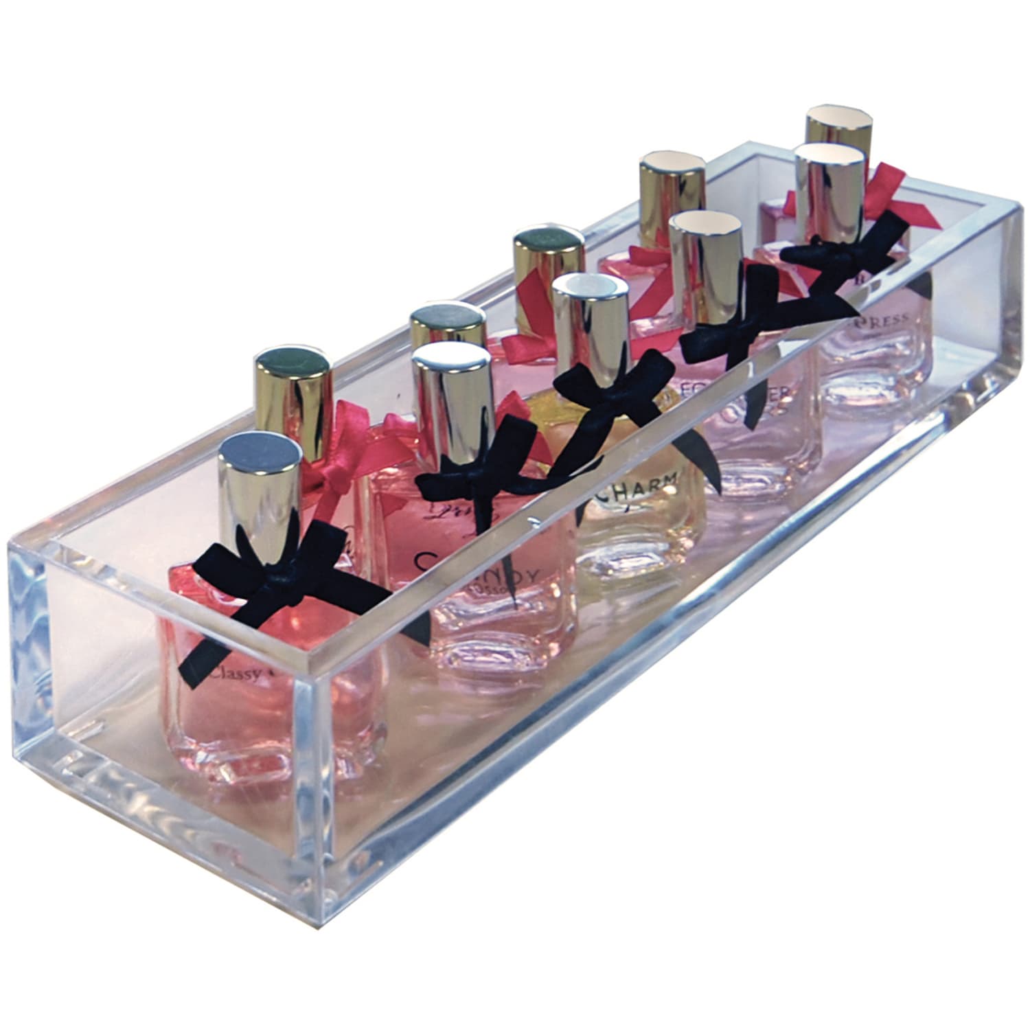 Azar Displays Deluxe Acrylic Display Slim Tray Organizers, 2inH x 11-3/4inW x 3inD, Clear, Pack Of 4 Organizers - Image 4