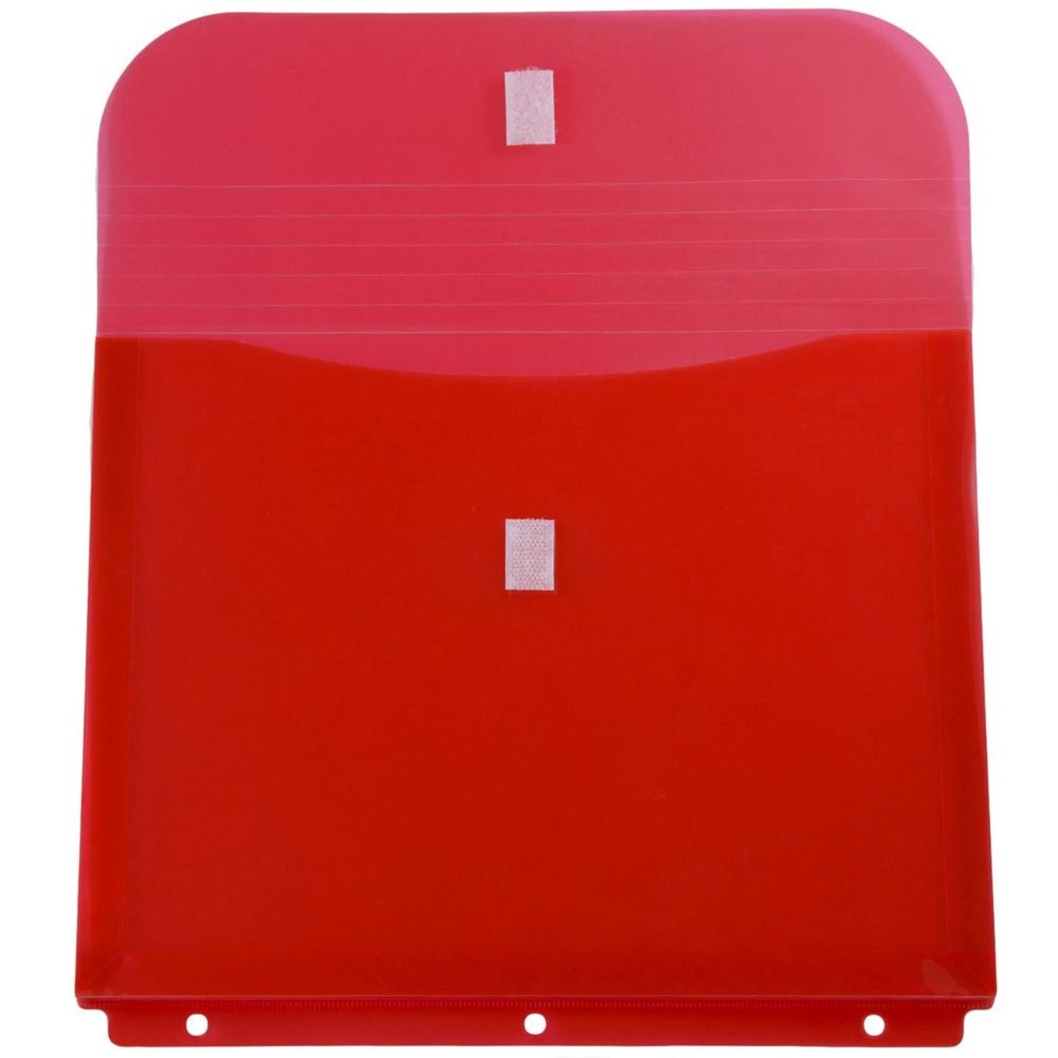 JAM Paper Plastic 3-Hole Punch Binder Envelopes, Letter Size, 9 3/4in x 13in, Hook & Loop Closure, Red, Pack Of 12 - Image 3