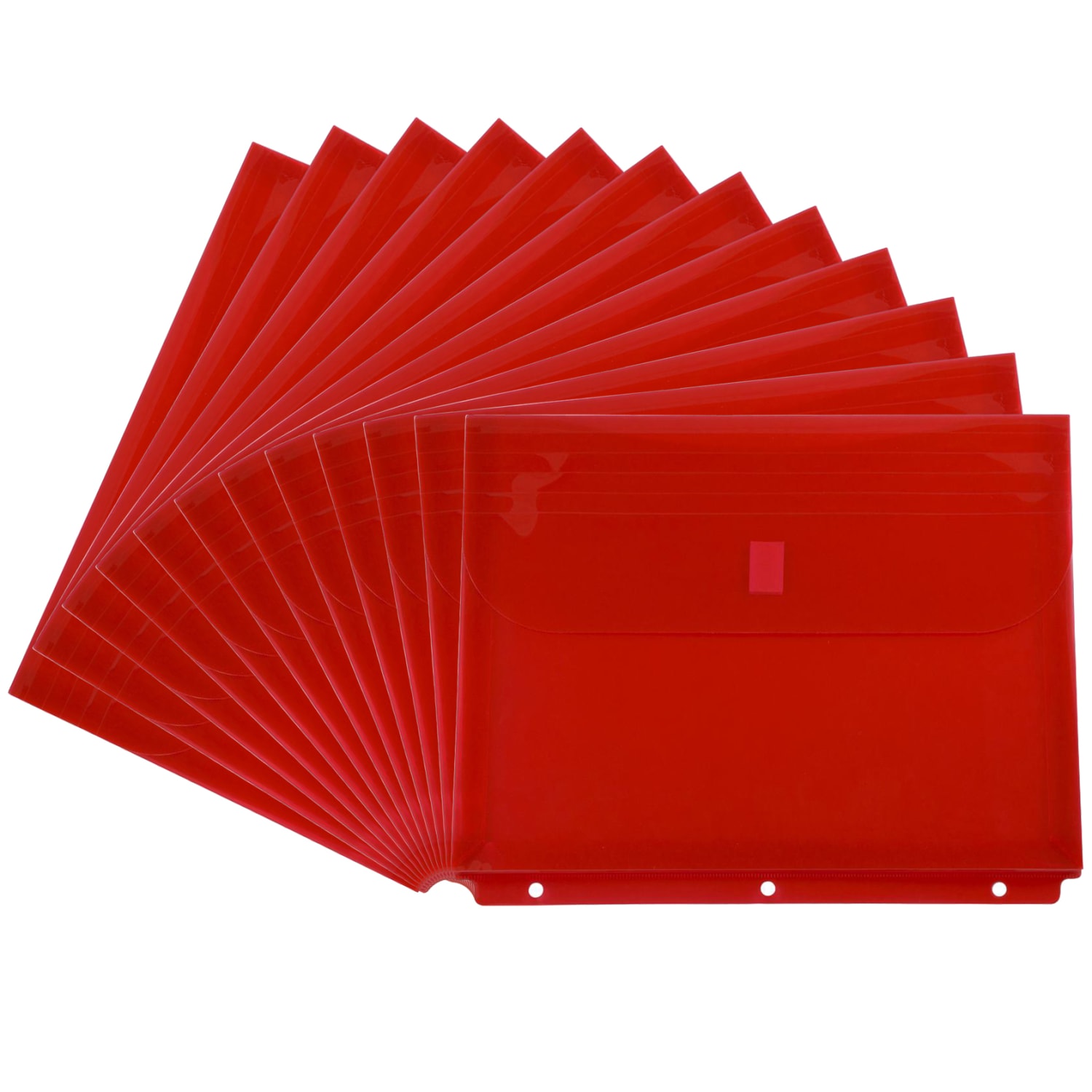 JAM Paper Plastic 3-Hole Punch Binder Envelopes, Letter Size, 9 3/4in x 13in, Hook & Loop Closure, Red, Pack Of 12 - Image 5