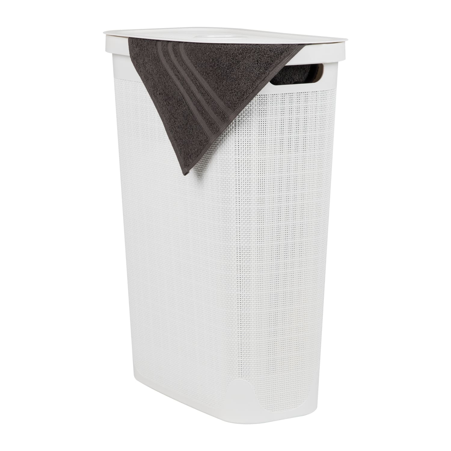 Mind Reader Linen Design Laundry Hamper, 40 L, 23-1/2inH x 10-3/4inW x 18-1/2inL, White - Image 3