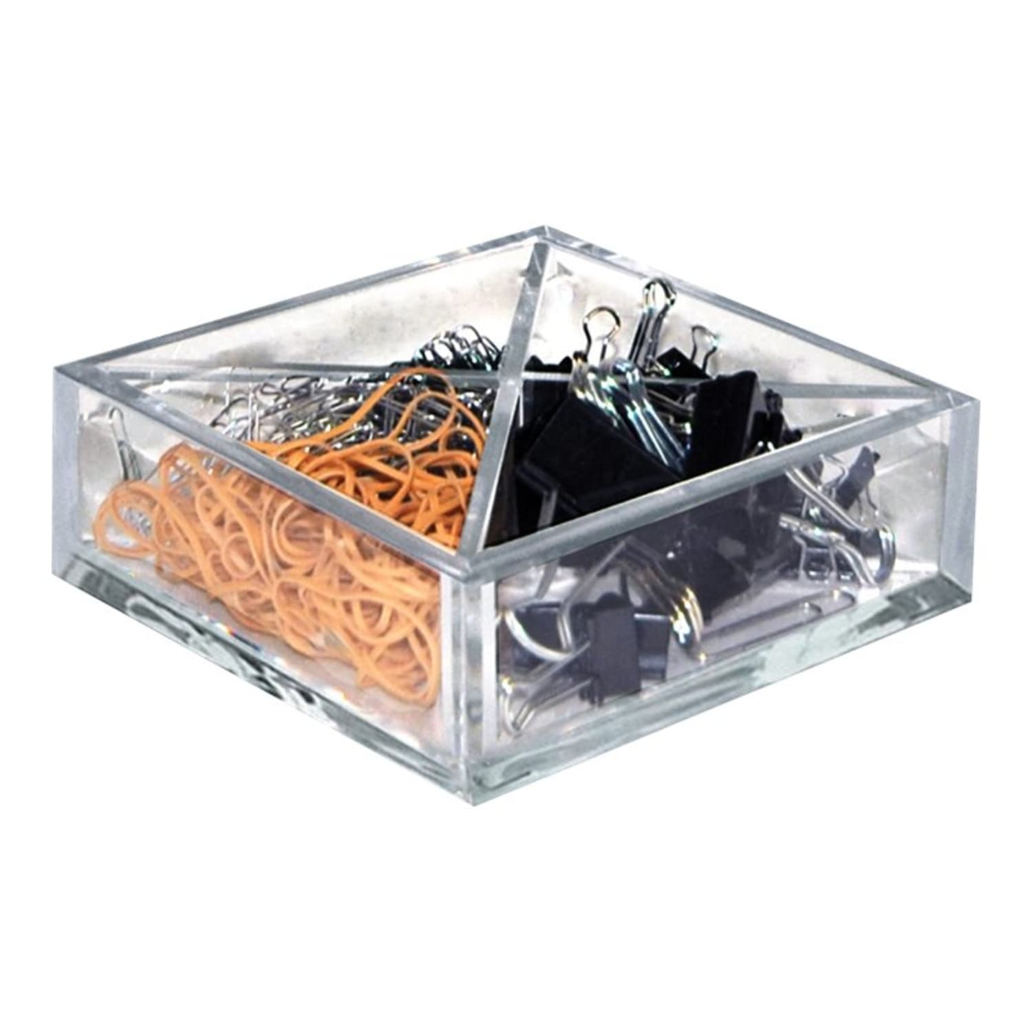 Azar Displays 4-Compartment Square Tray Desk Organizers, 2inH x 6inW x 6inD, Clear, Pack Of 2 Organizers - Image 6