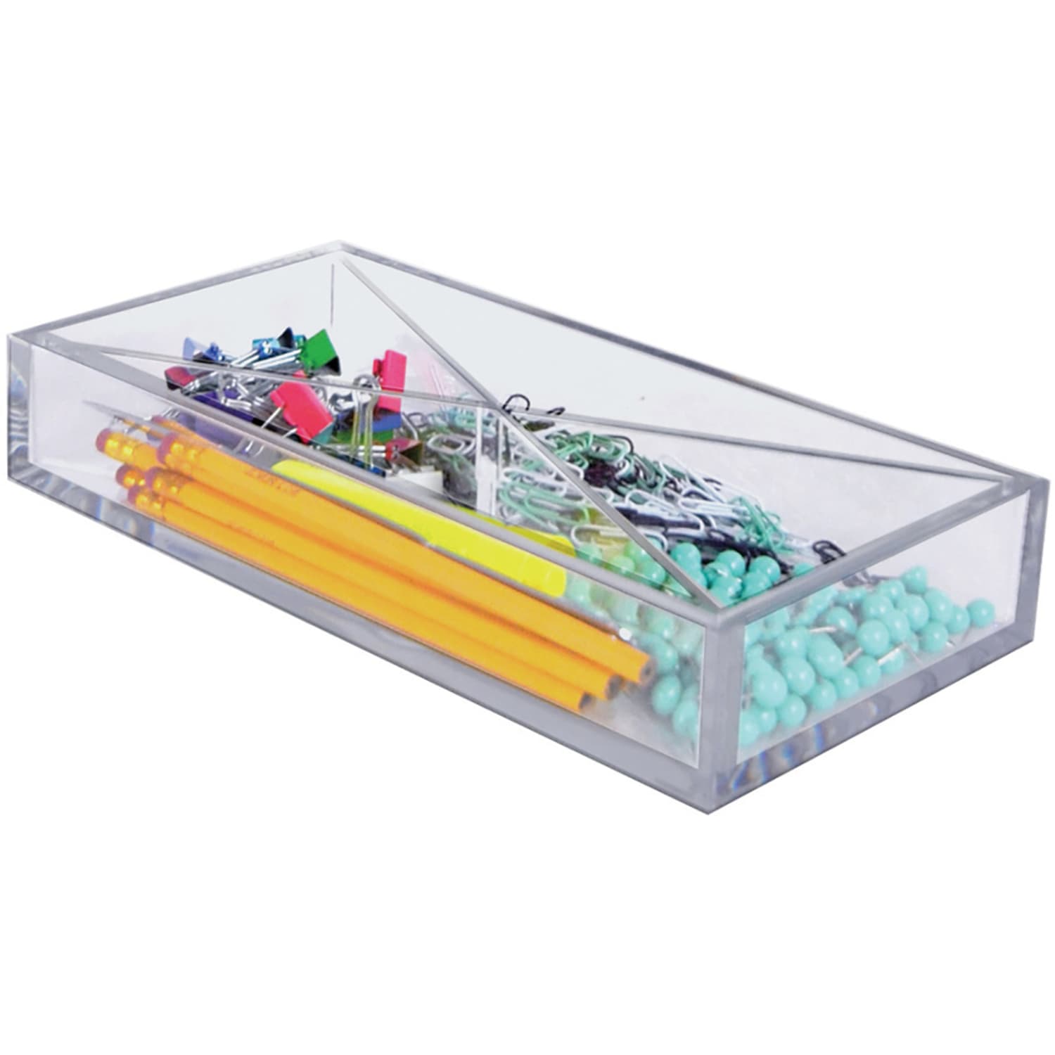Azar Displays 4-Compartment Organizer Trays, Large, Clear, Pack Of 2 Trays - Image 4