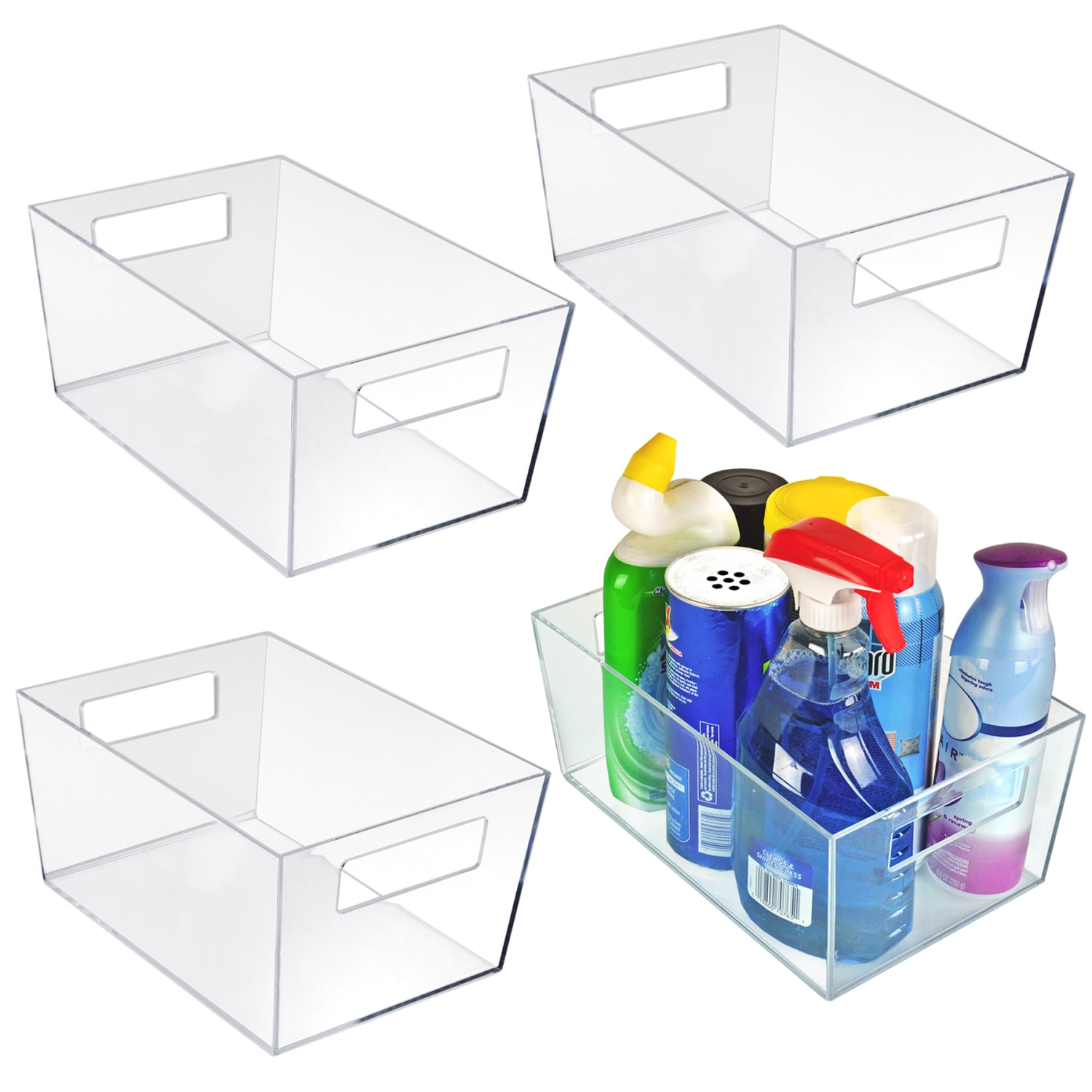 Azar Displays Tote Bins With Handles, Large, Clear, Pack Of 4 Bins - Image 3