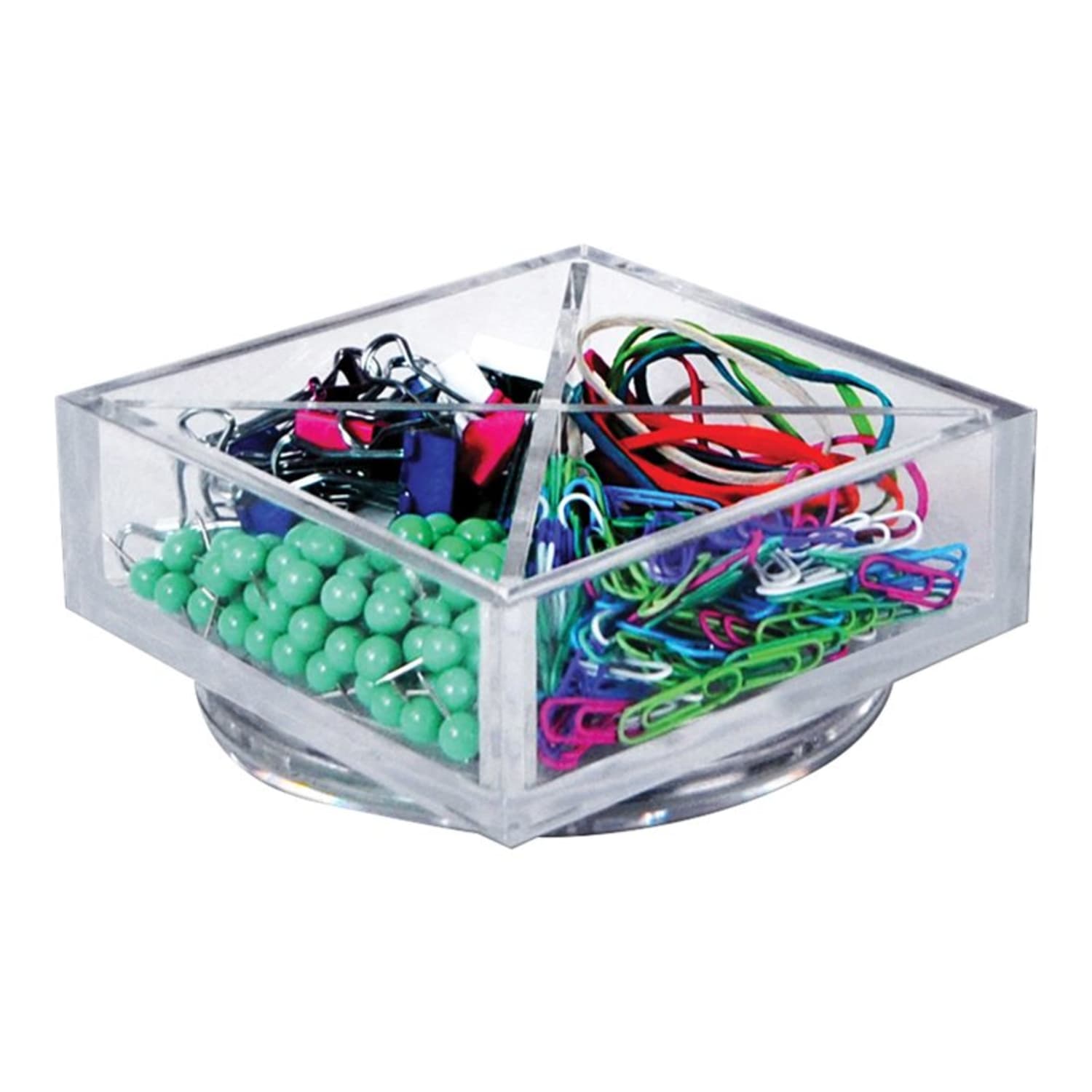 Azar Displays 4-Compartment Square Tray Revolving Desk Organizers, 2-1/2inH x 6inW x 6inD, Clear, Pack Of 2 Organizers - Image 6