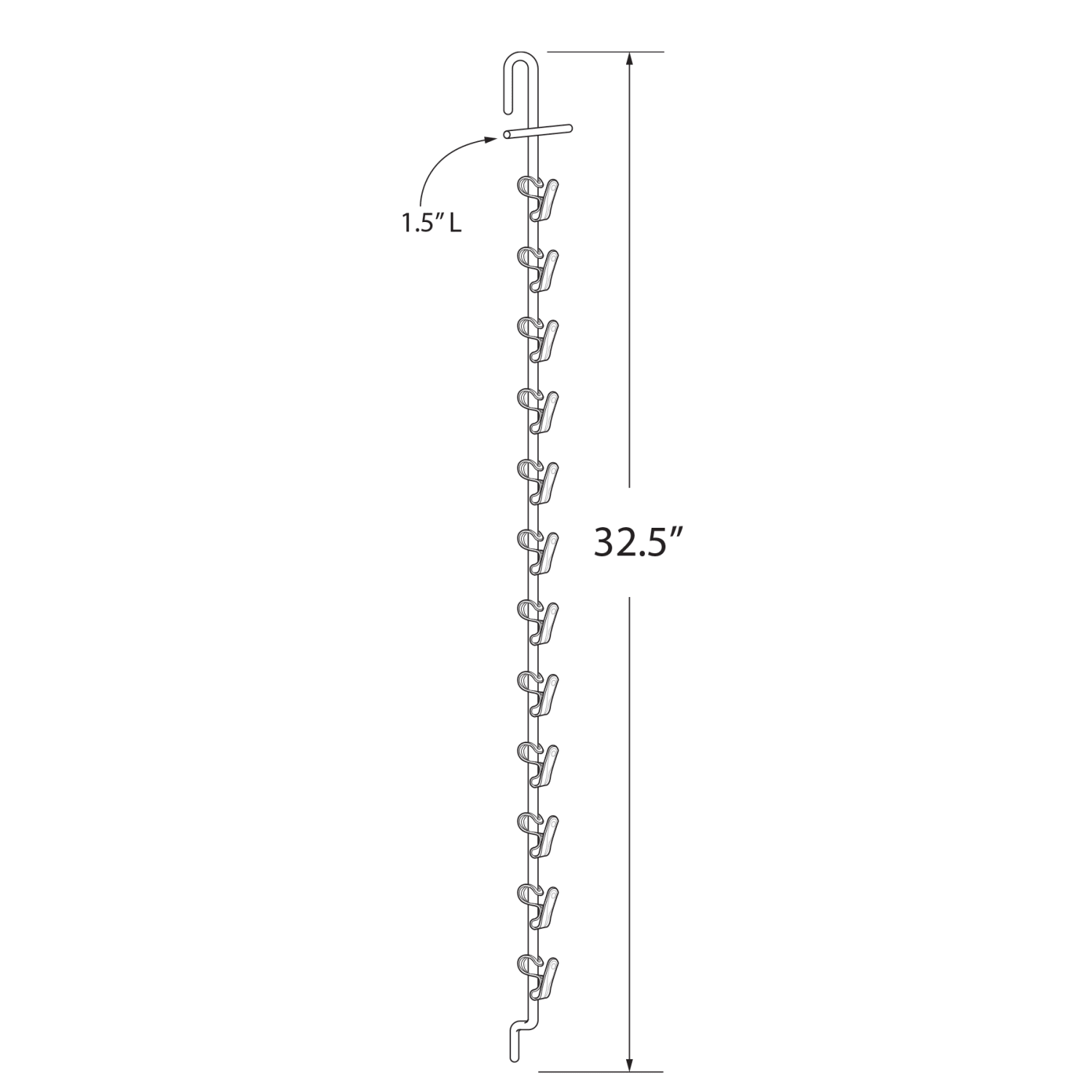 Azar Displays 12-Station Metal Display Rods With Round Tops, 32-1/2in x 1/4in, Almond, Pack Of 10 Rods - Image 3