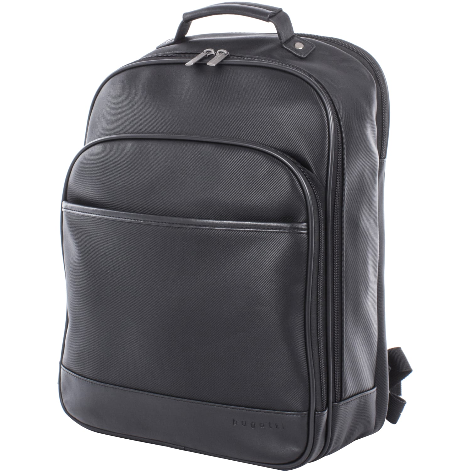 Bugatti Gin & Twill Textured Vegan Leather Backpack With 15.6in Laptop Pocket, Black