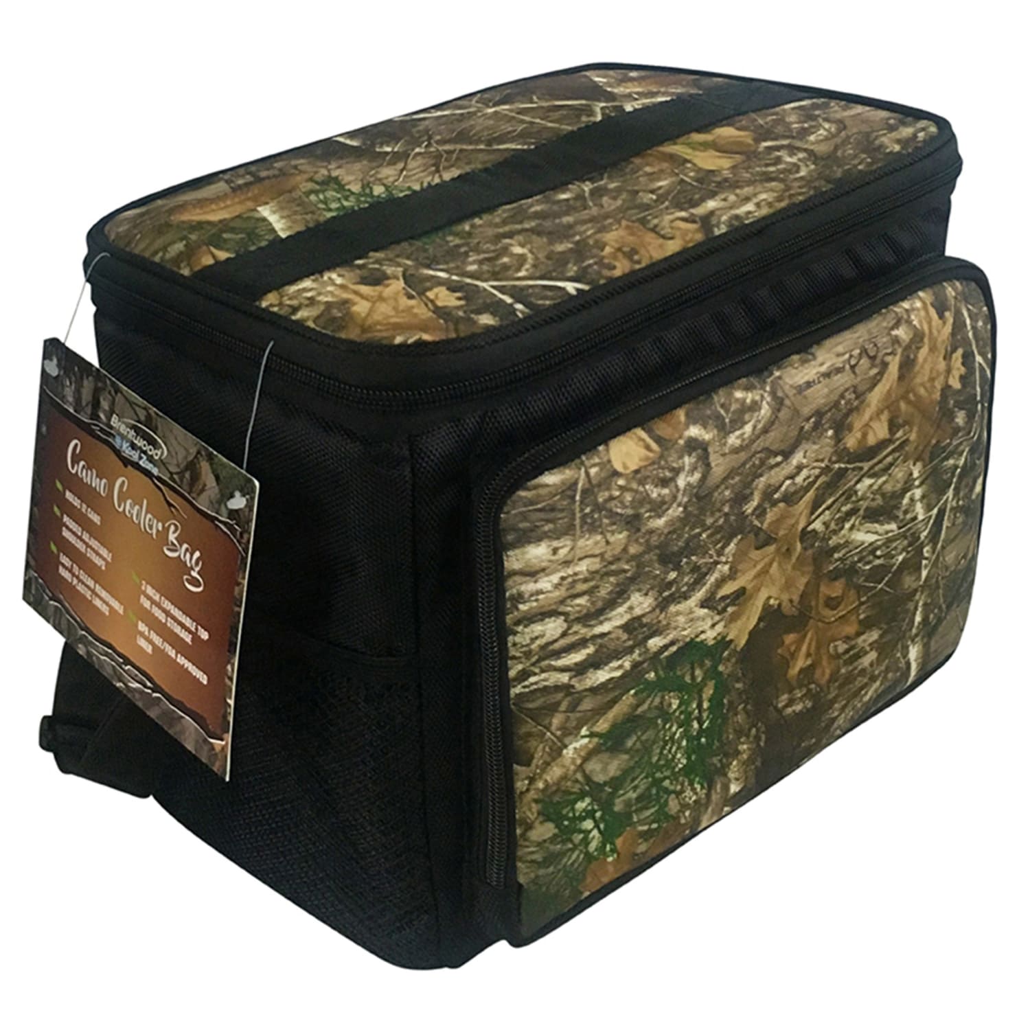 Brentwood Kool Zone 12-Can Insulated Cooler Bag, 9-1/4inH x 7-3/4inW x 12inD, Realtree Edge Camo - Image 3