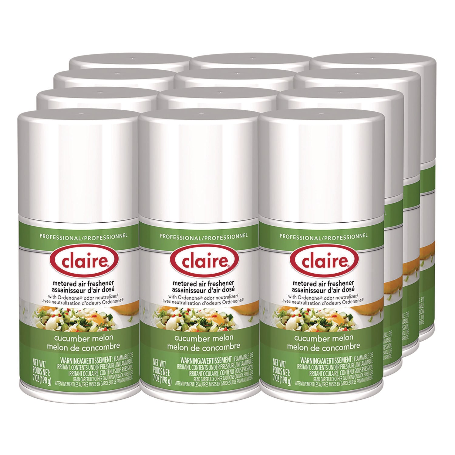 Claire Metered Air Freshener, Cucumber Melon Scent, 7 oz Aerosol Spray, 12/Carton - Image 5