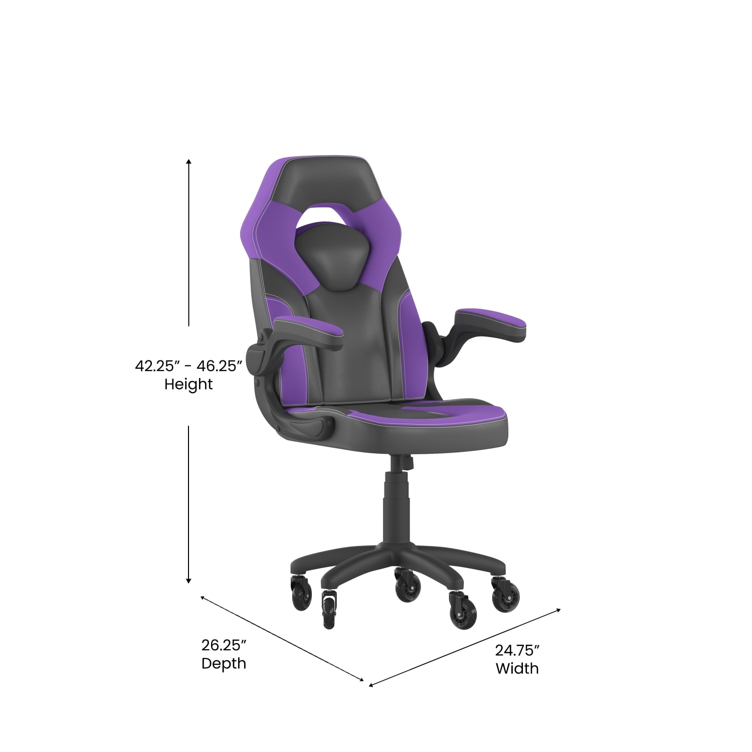 Flash Furniture X10 Racing Ergonomic Faux Leather Computer Gaming Chair, Purple - Image 6